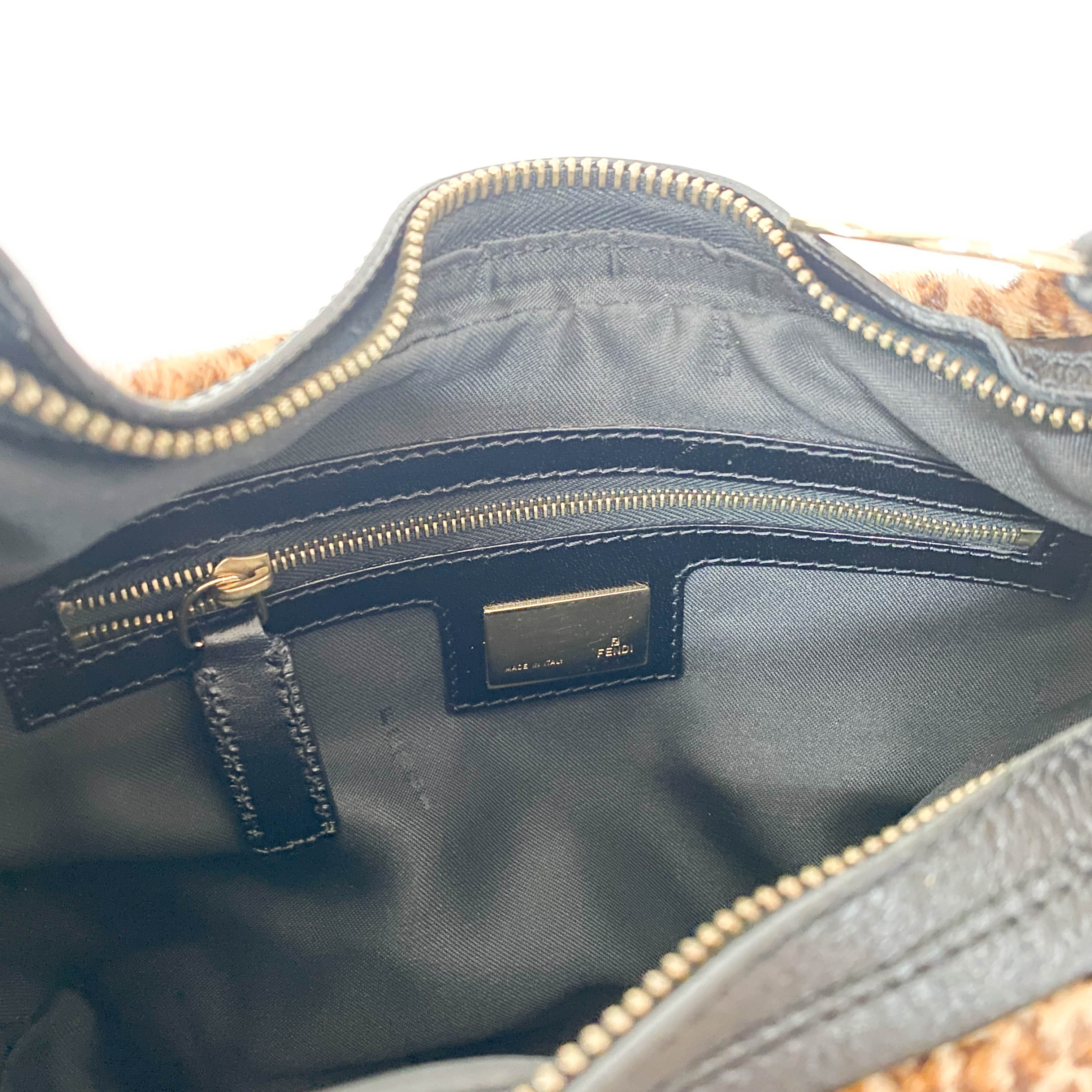 Yellow Leopard Print Pony Hair Shoulder Bag