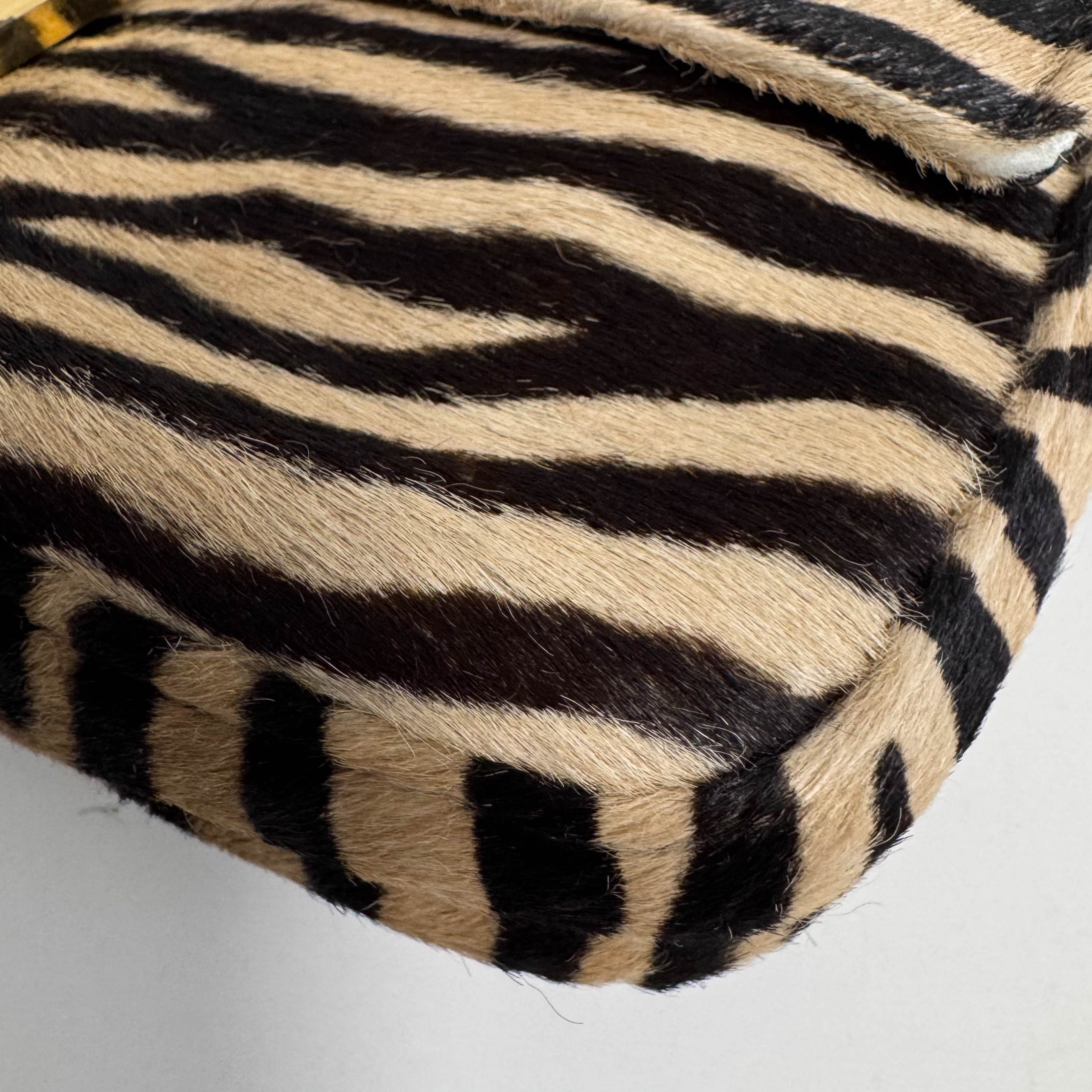 Baguette Brown Pony Hair Zebra Shoulder Bag