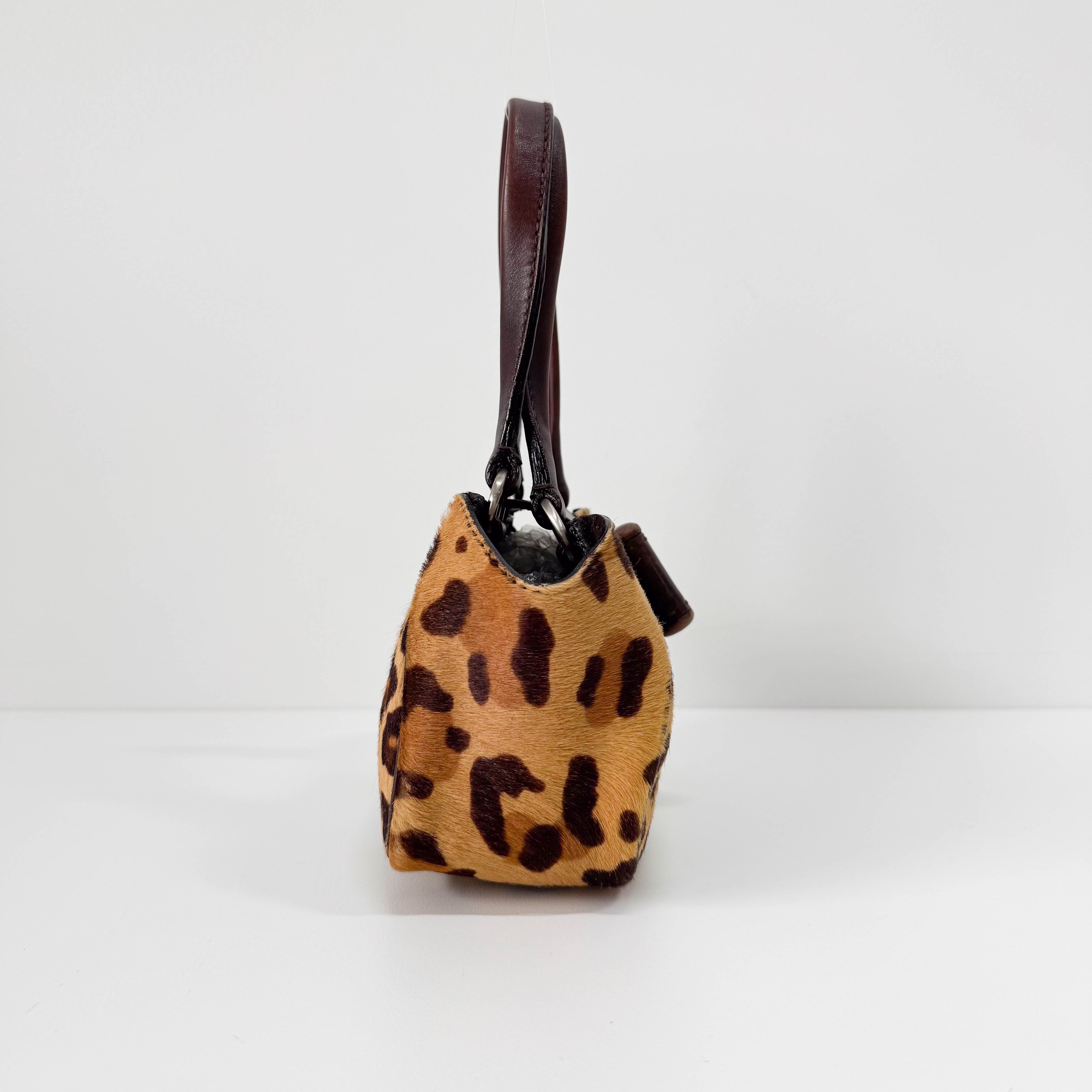 Harako Small Leopard Pony Fur Hand Bag