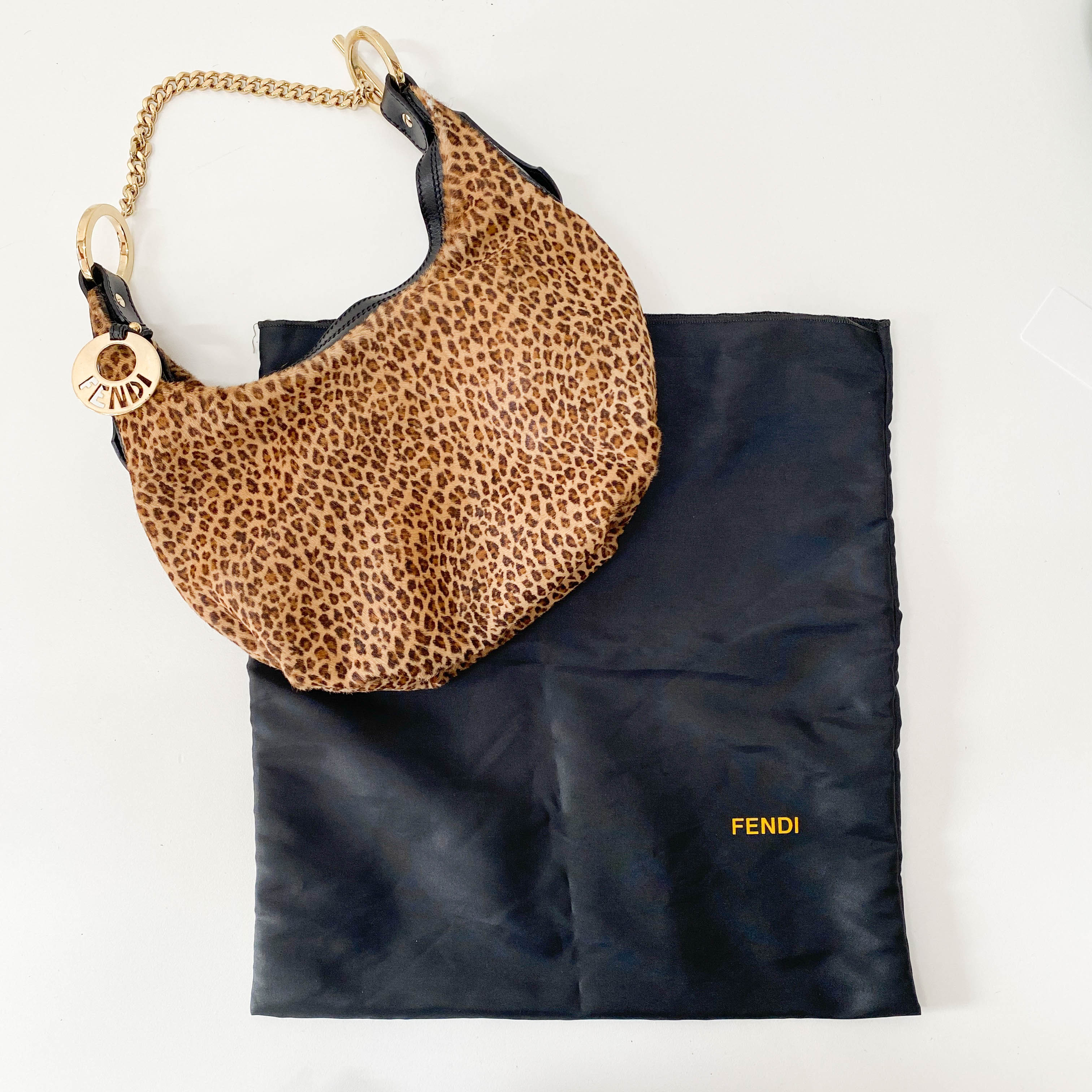 Yellow Leopard Print Pony Hair Shoulder Bag