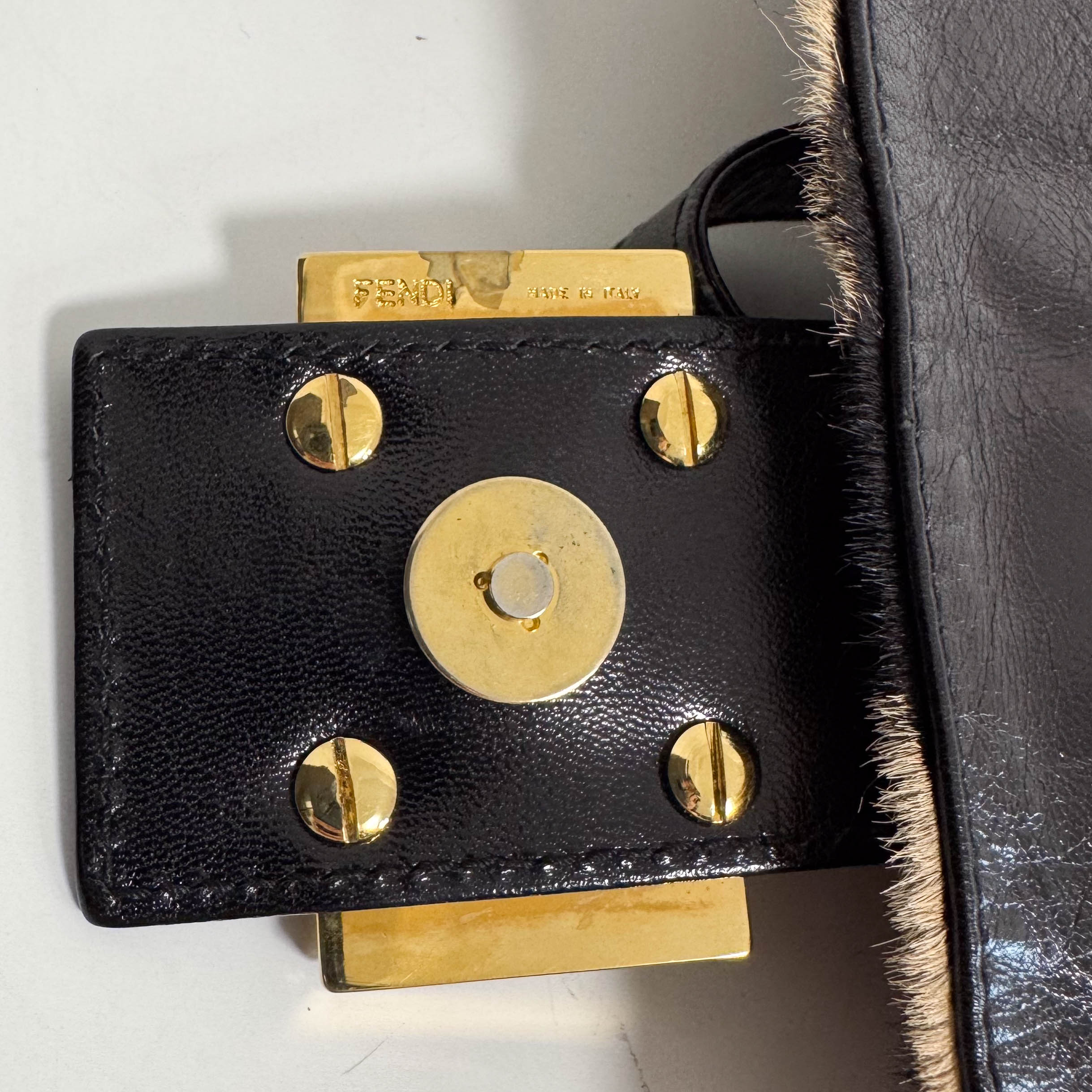 Baguette Brown Pony Hair Zebra Shoulder Bag