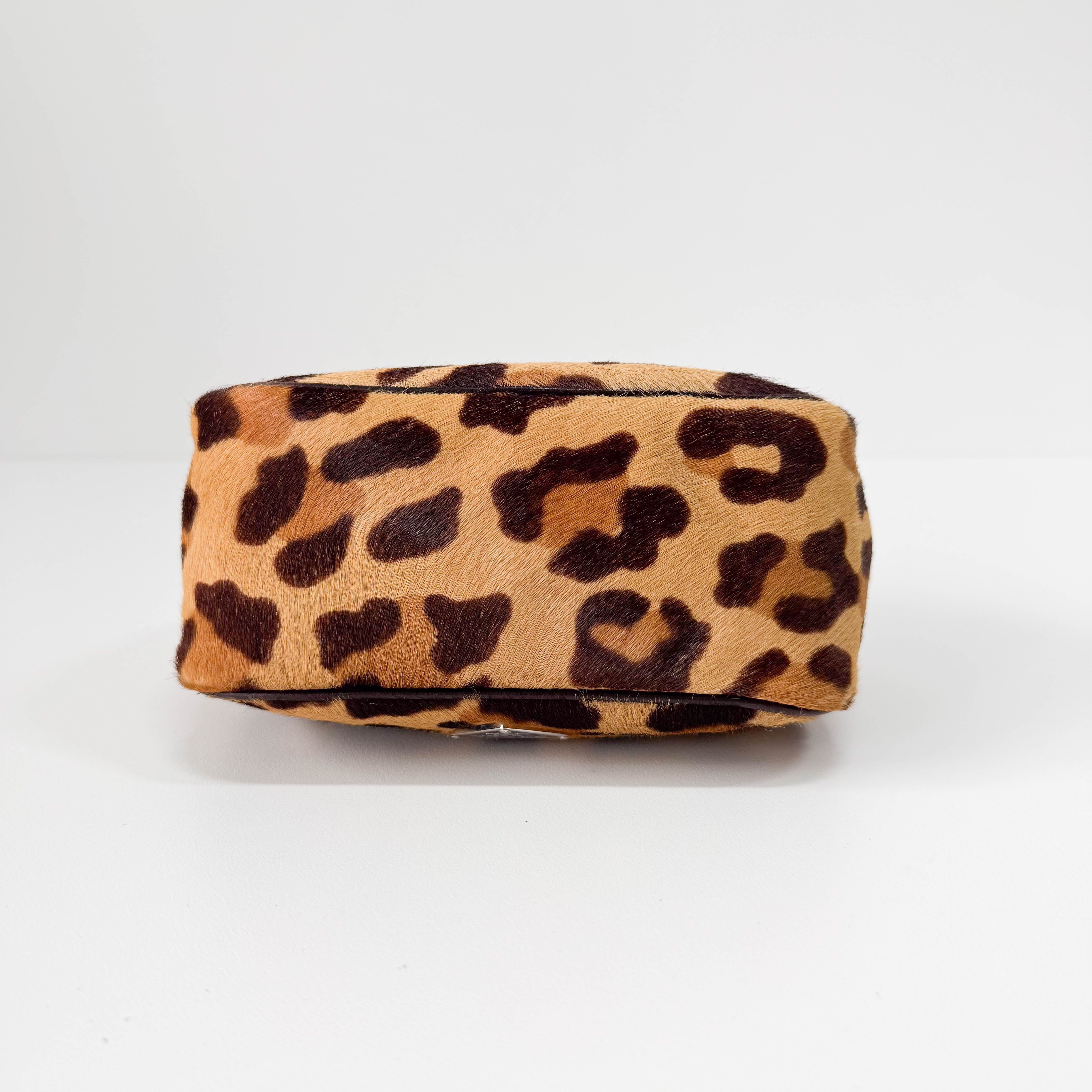 Harako Small Leopard Pony Fur Hand Bag