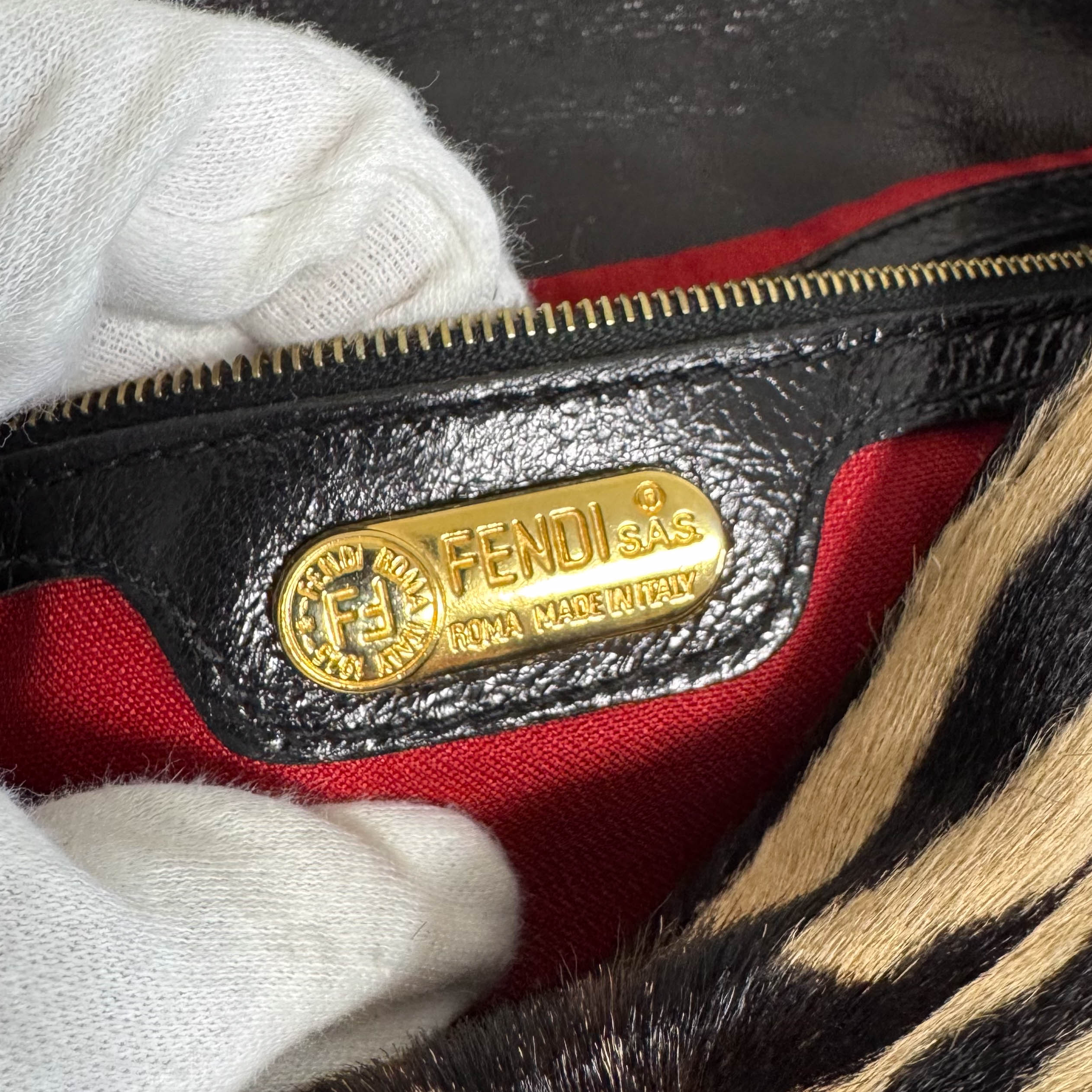 Baguette Brown Pony Hair Zebra Shoulder Bag