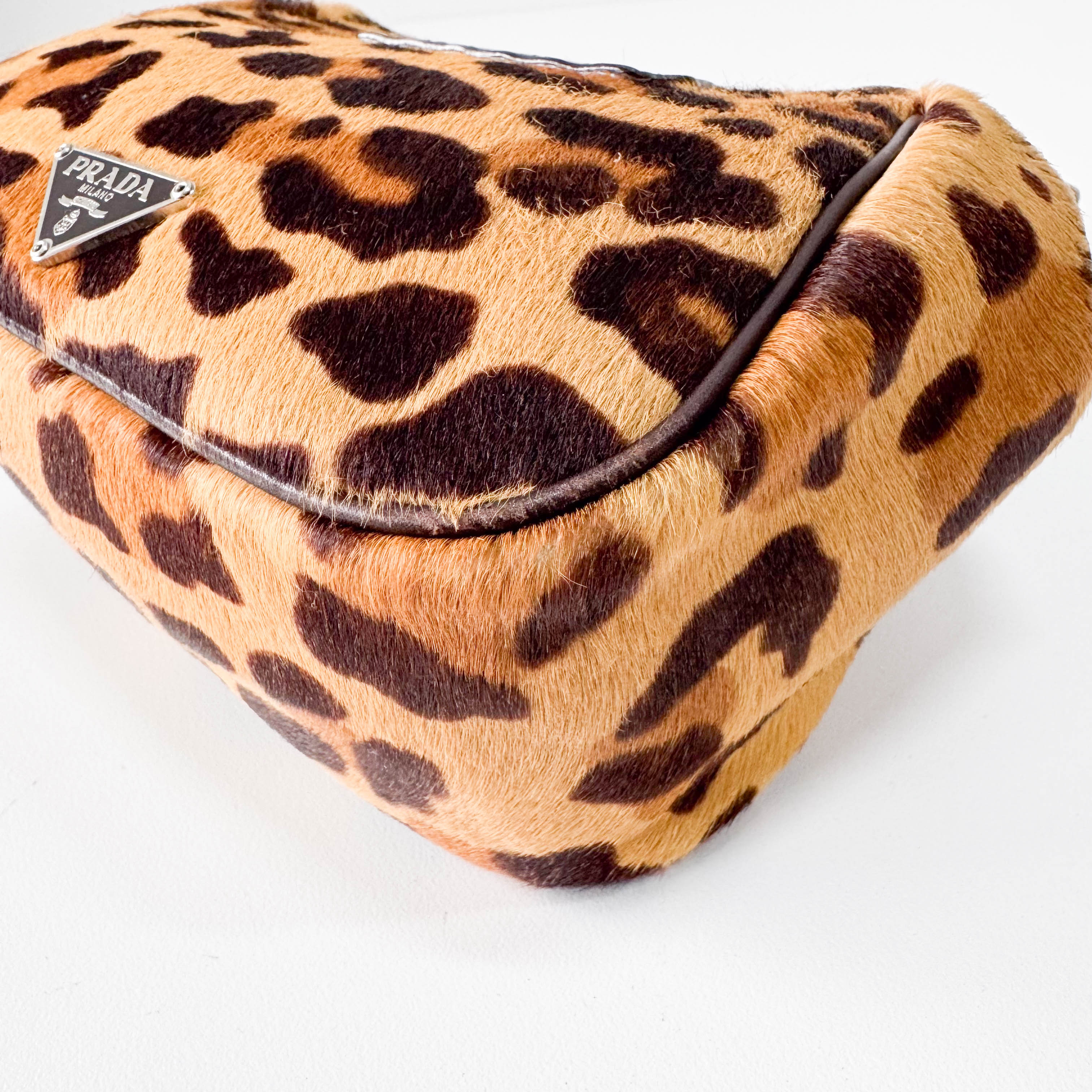 Harako Small Leopard Pony Fur Hand Bag