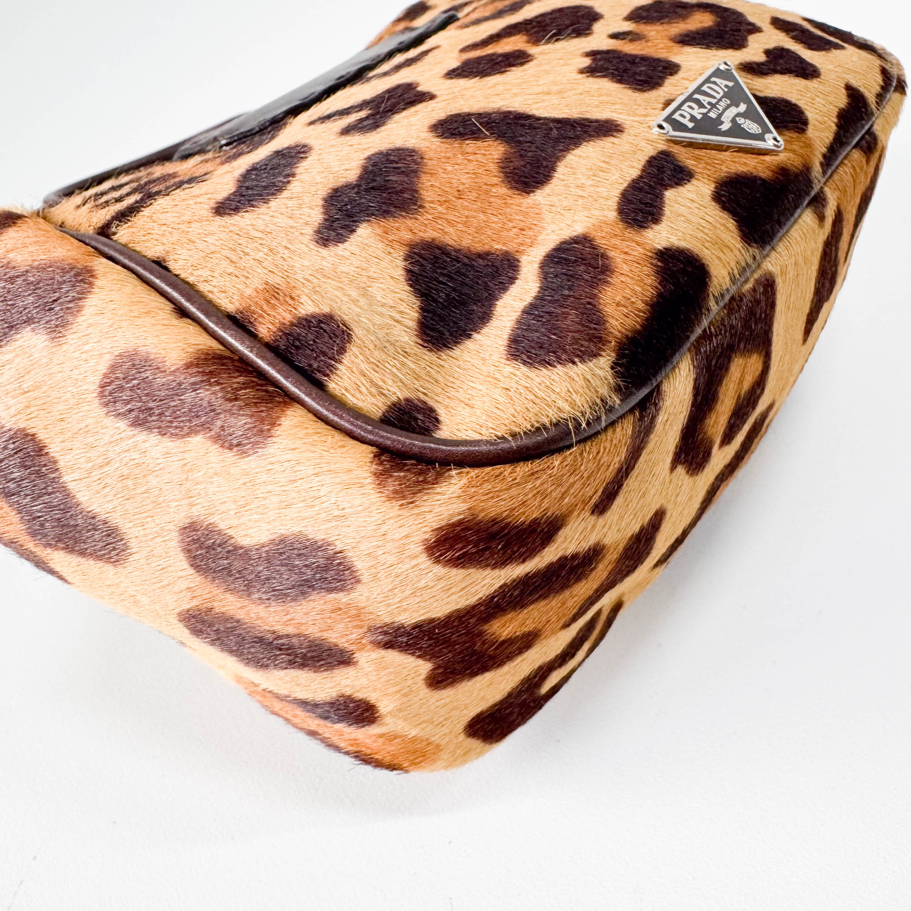 Harako Small Leopard Pony Fur Hand Bag