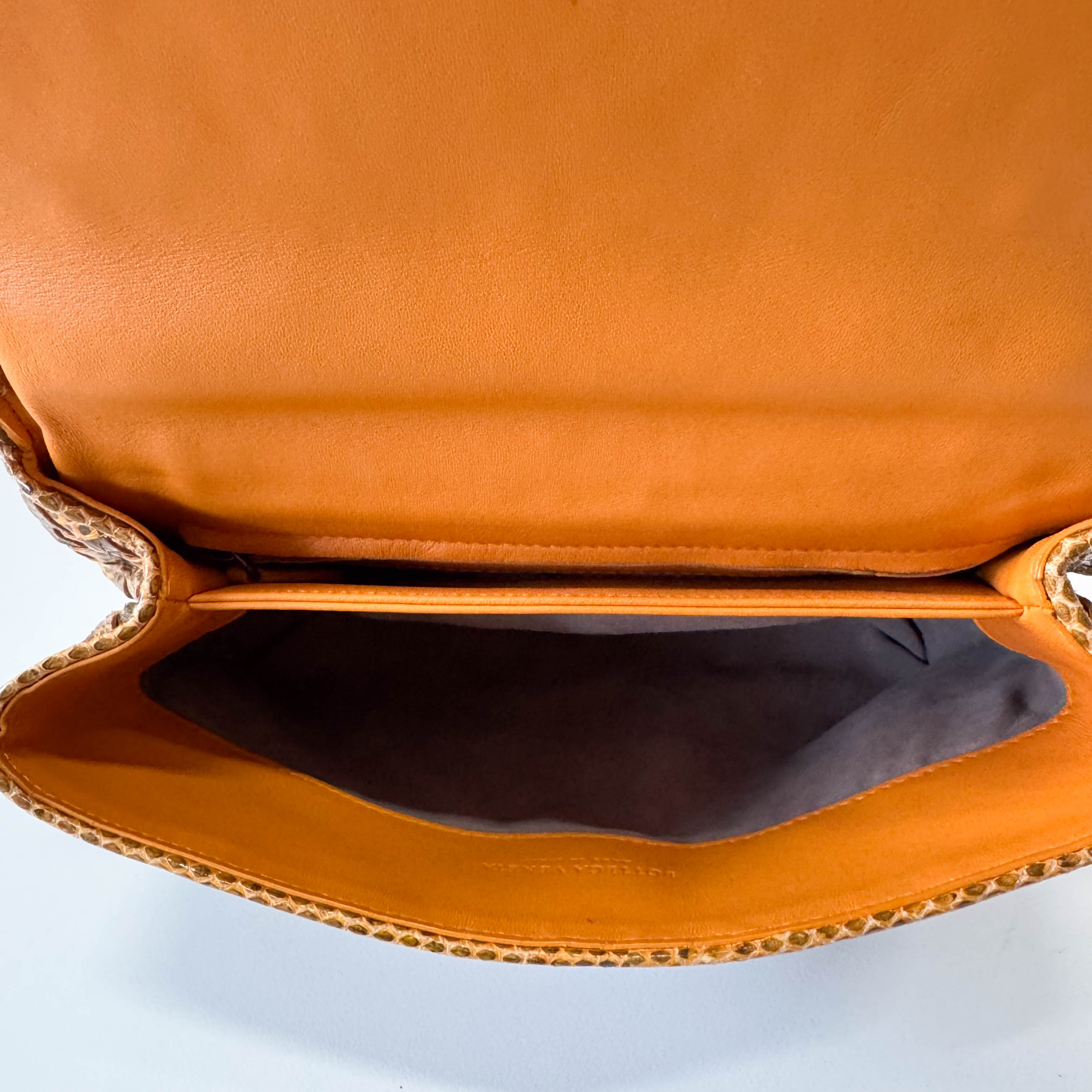 Intrecciato Yellow Lizard Leather Shoulder Bag