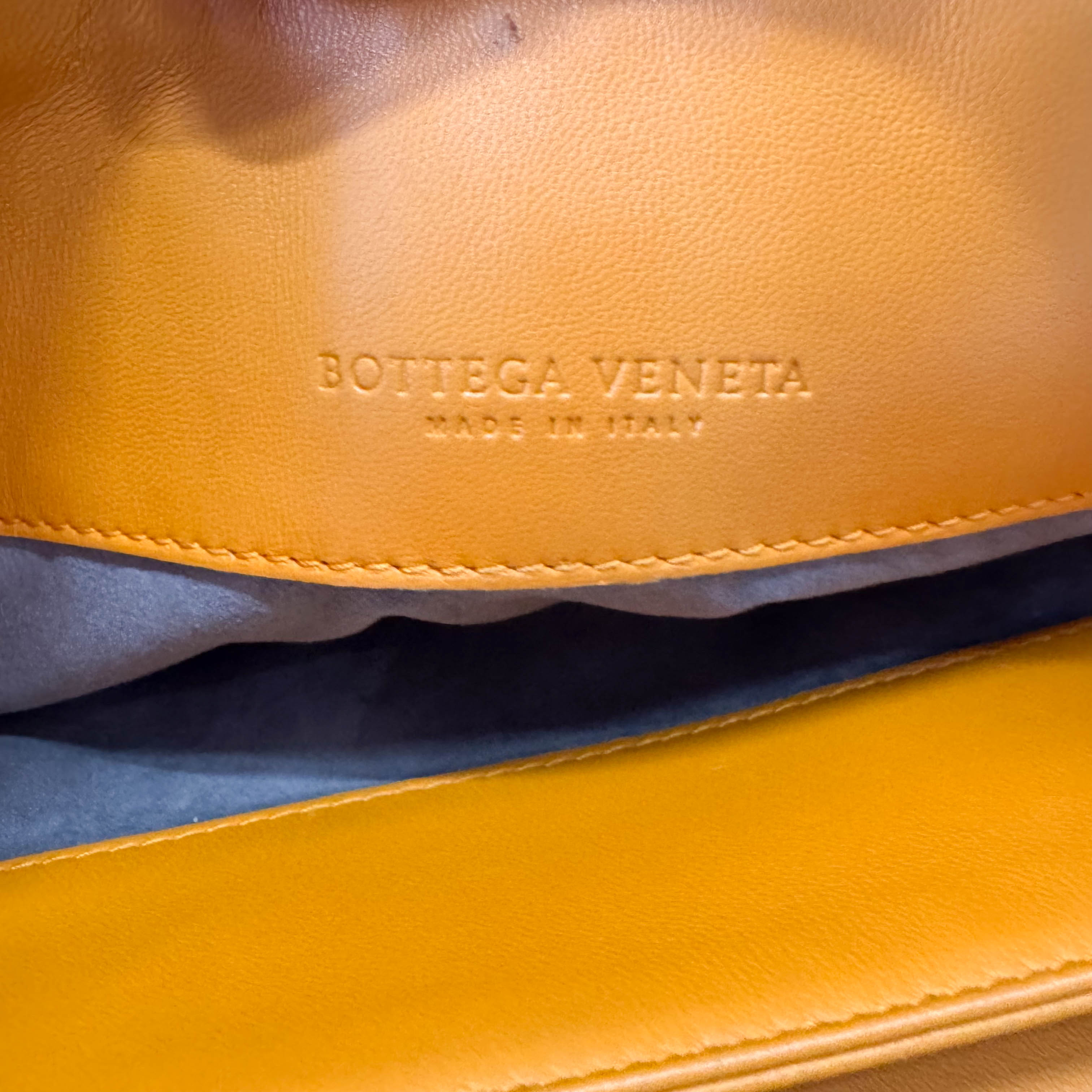 Intrecciato Yellow Lizard Leather Shoulder Bag