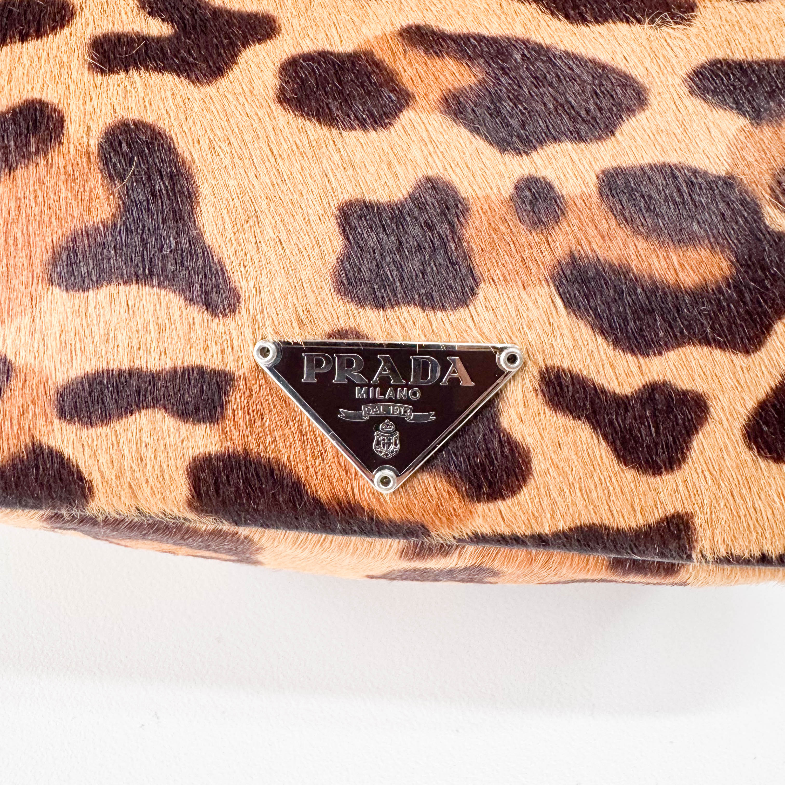 Harako Small Leopard Pony Fur Hand Bag
