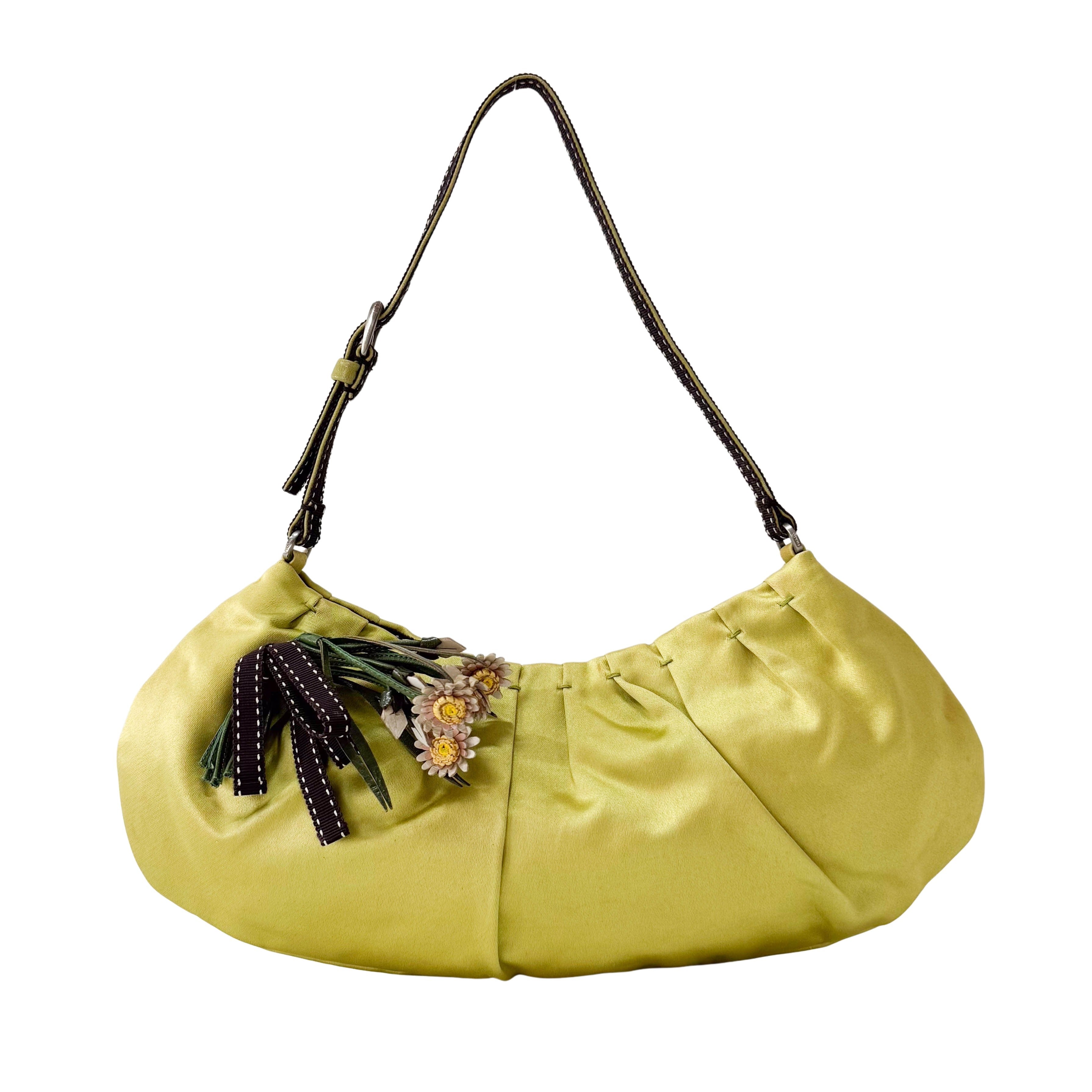 Satin Green Hobo Shoulder Bag