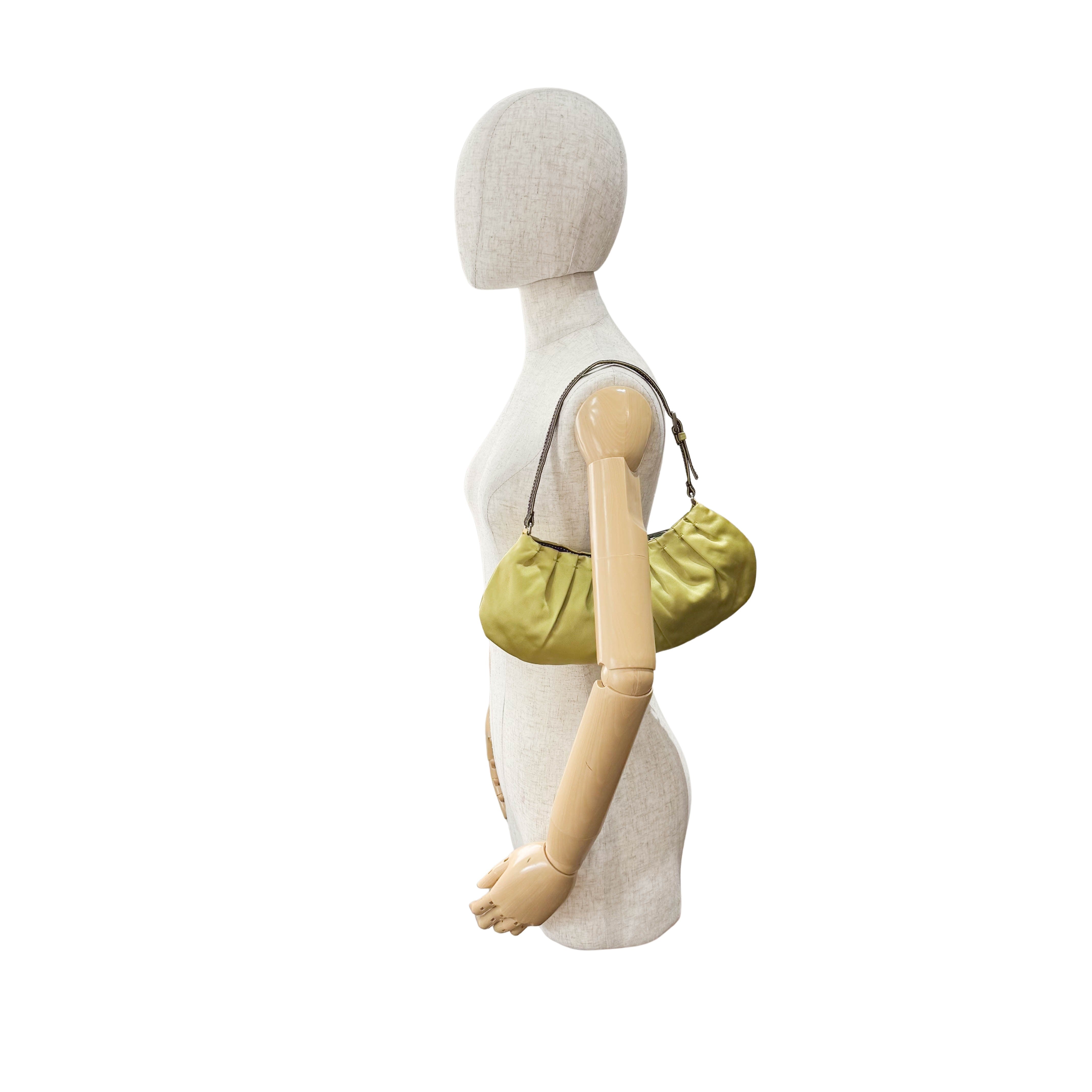 Satin Green Hobo Shoulder Bag