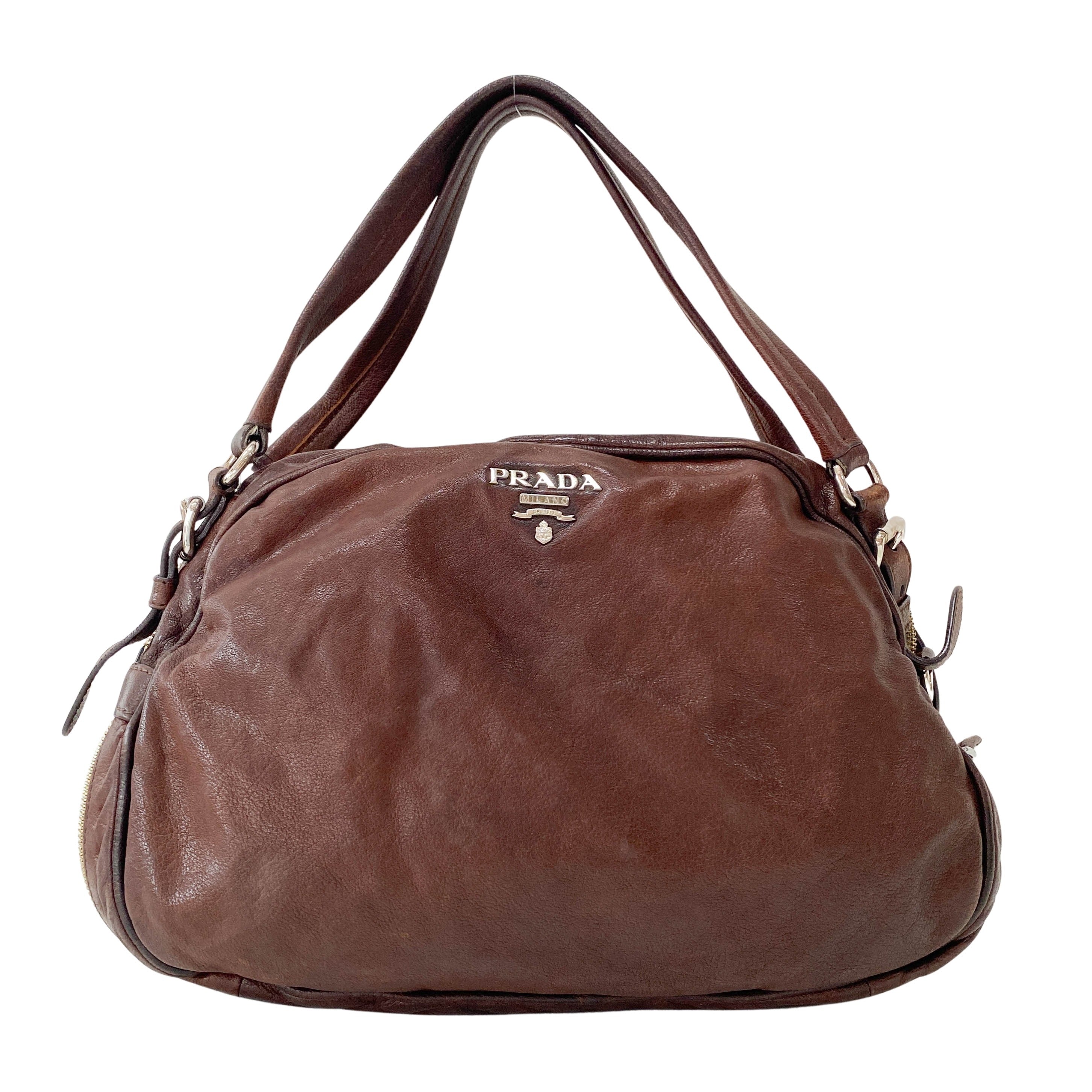 Brown Aged Calf Shoulder Bag