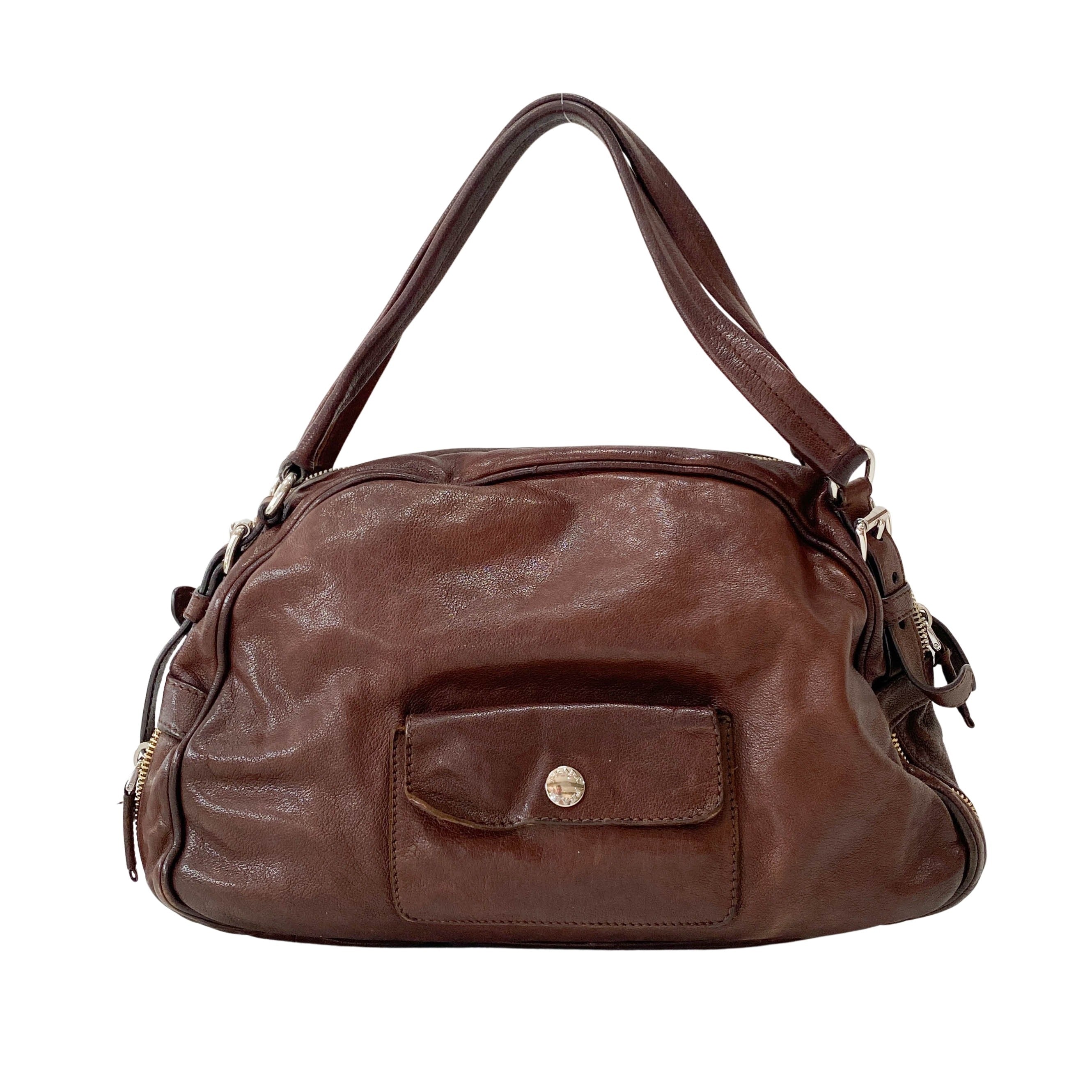 Brown Aged Calf Shoulder Bag