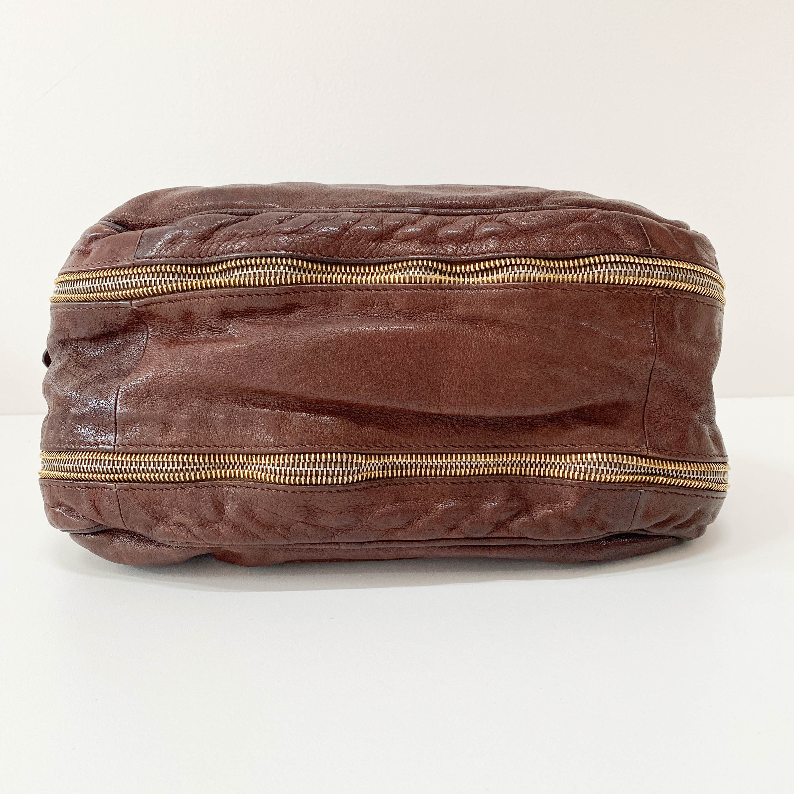 Brown Aged Calf Shoulder Bag