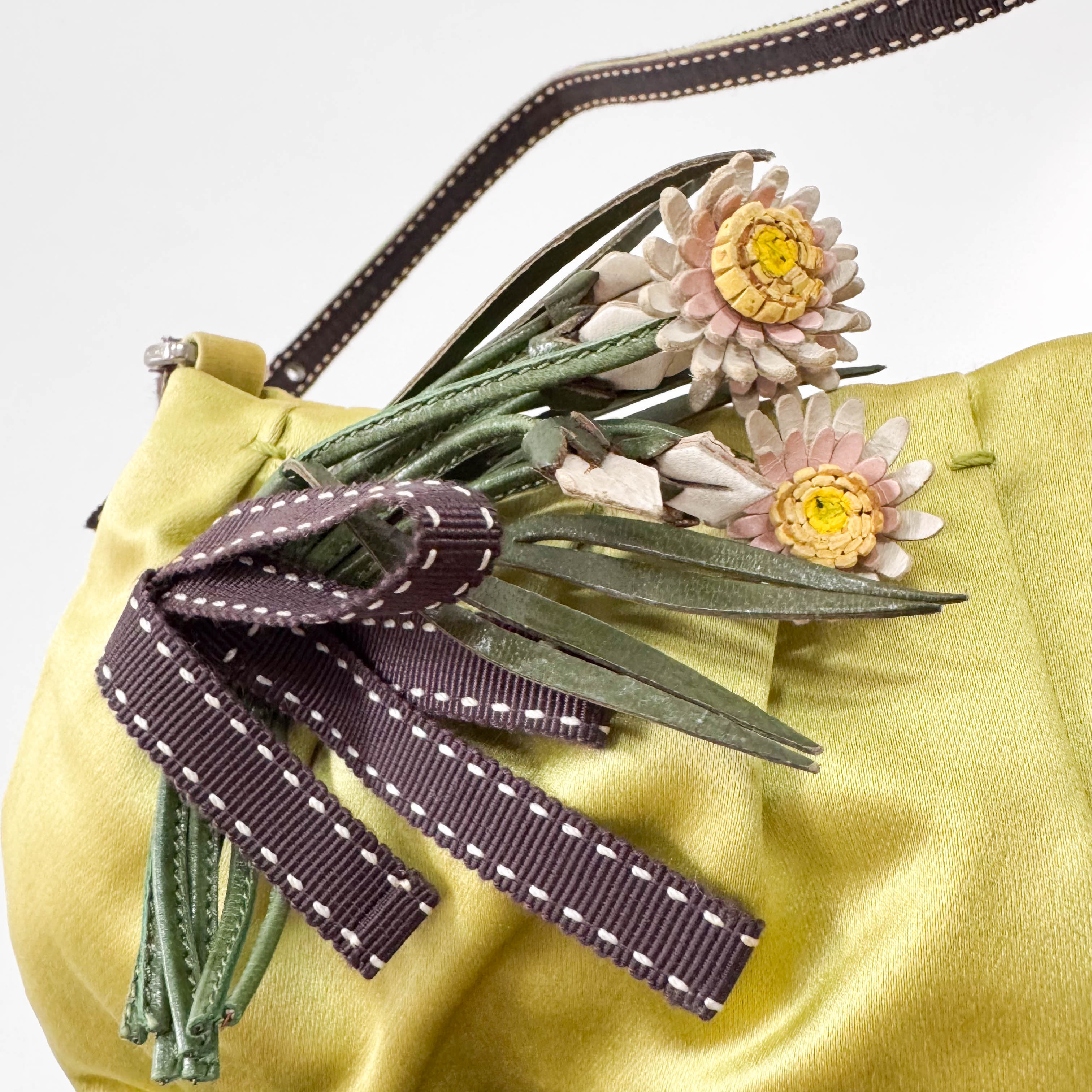 Satin Green Hobo Shoulder Bag