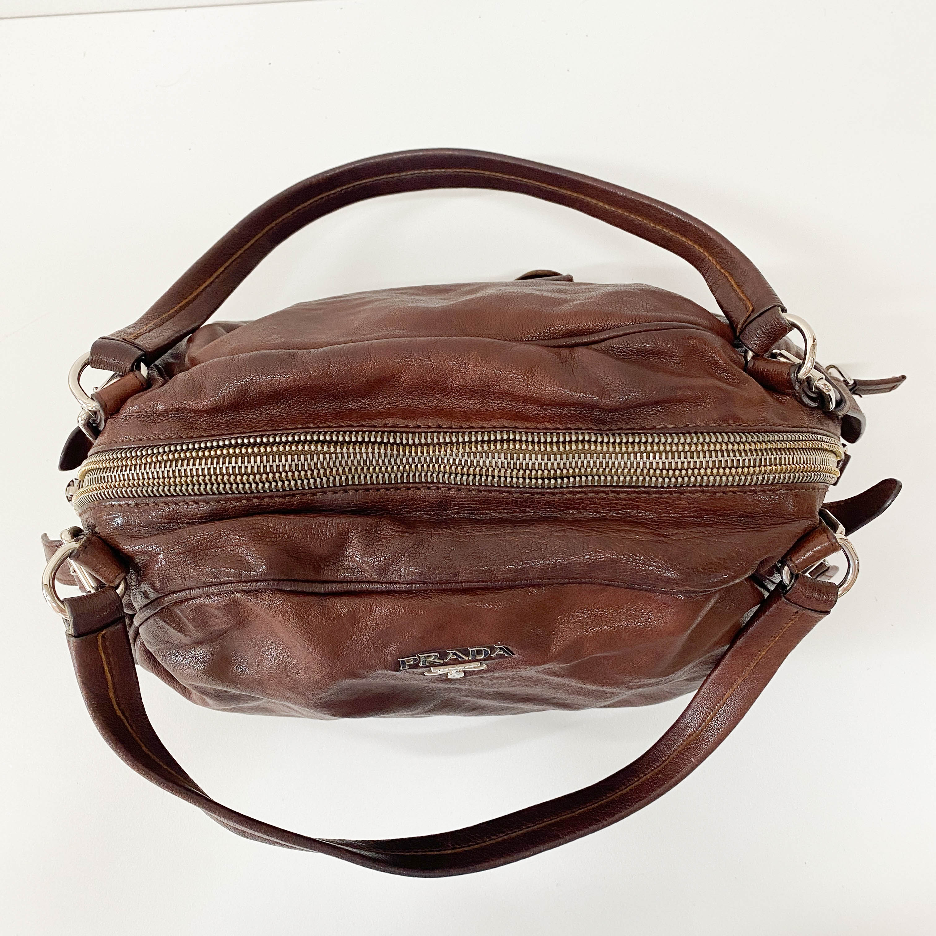 Brown Aged Calf Shoulder Bag
