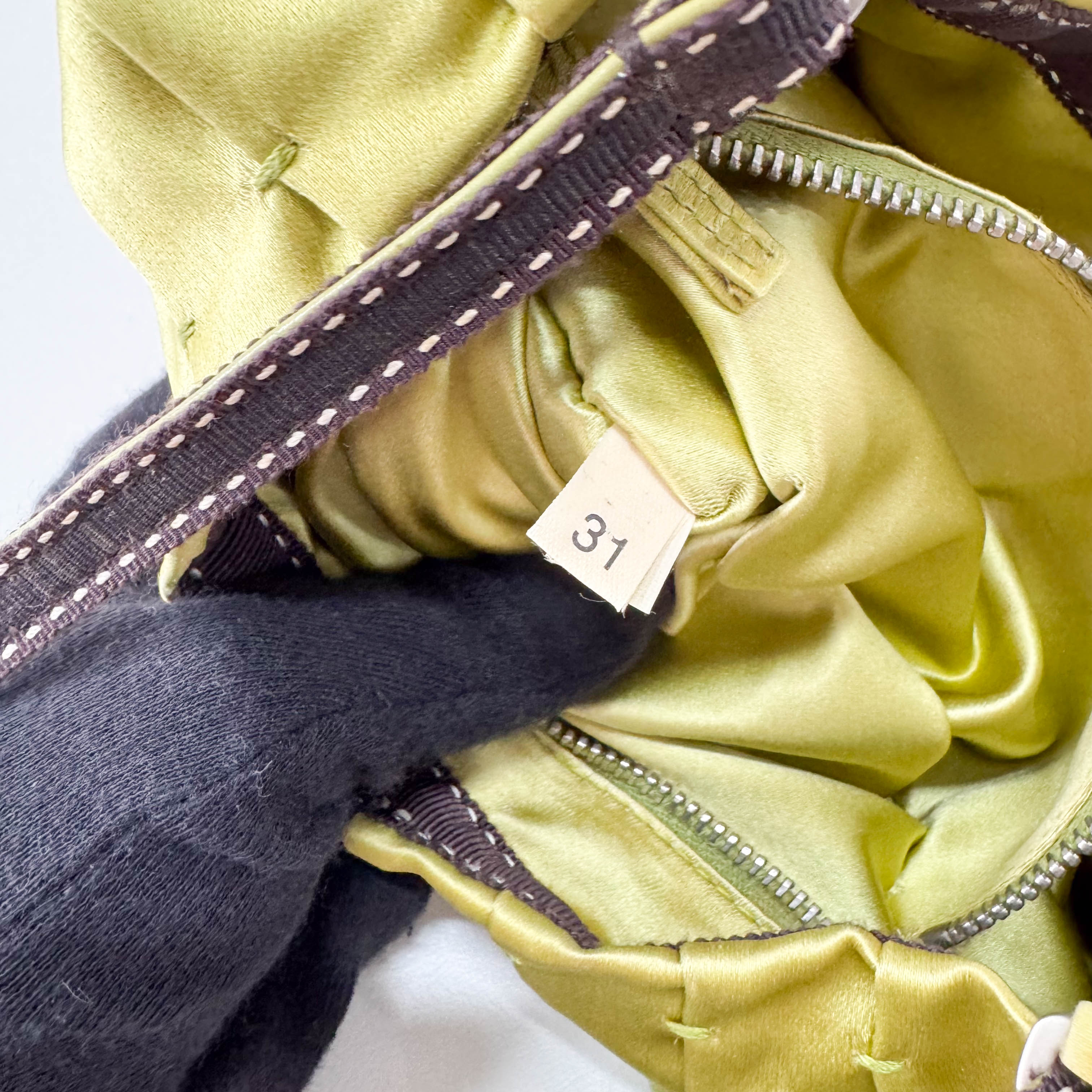 Satin Green Hobo Shoulder Bag