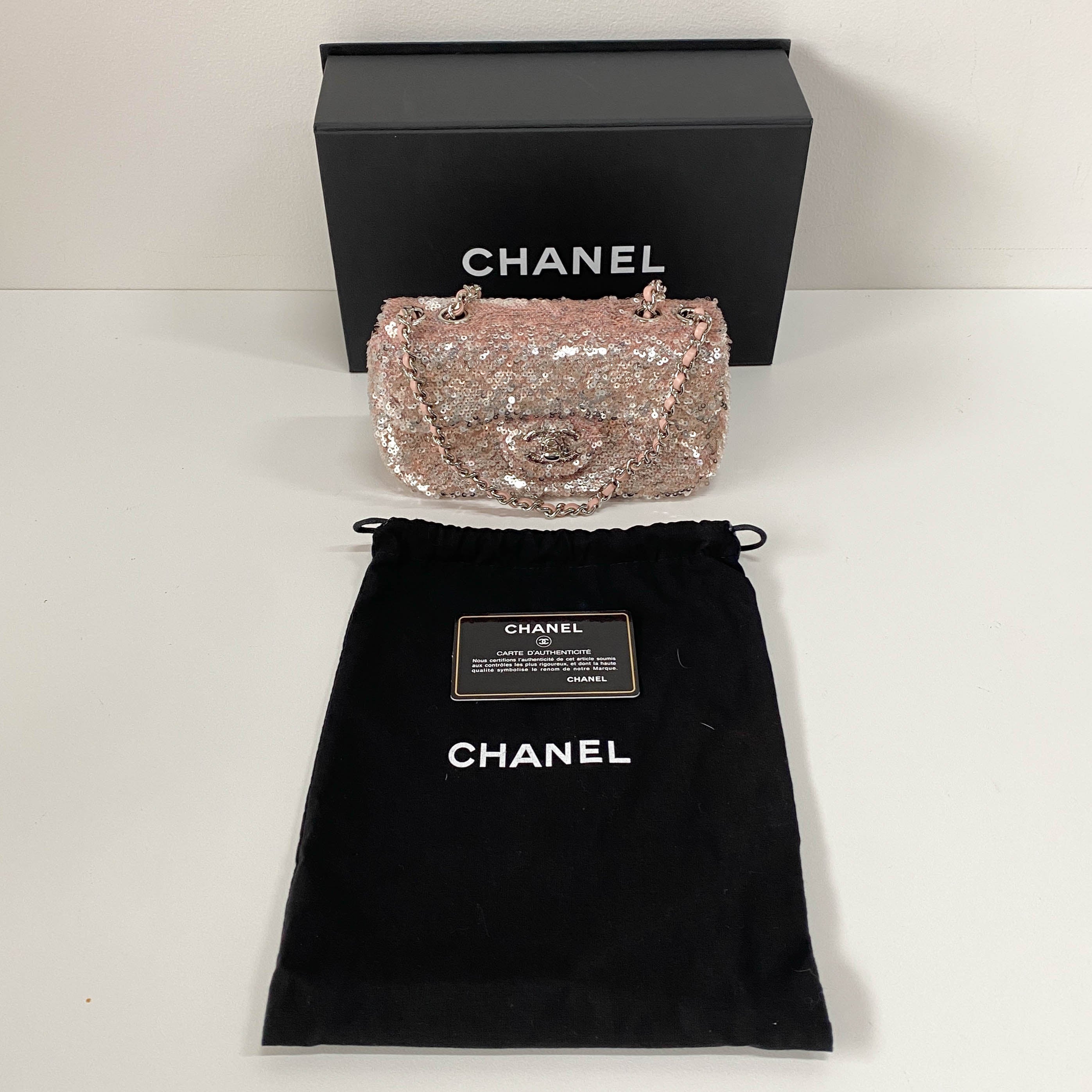Timeless Classic Mini Pink Sequin Shoulder Bag