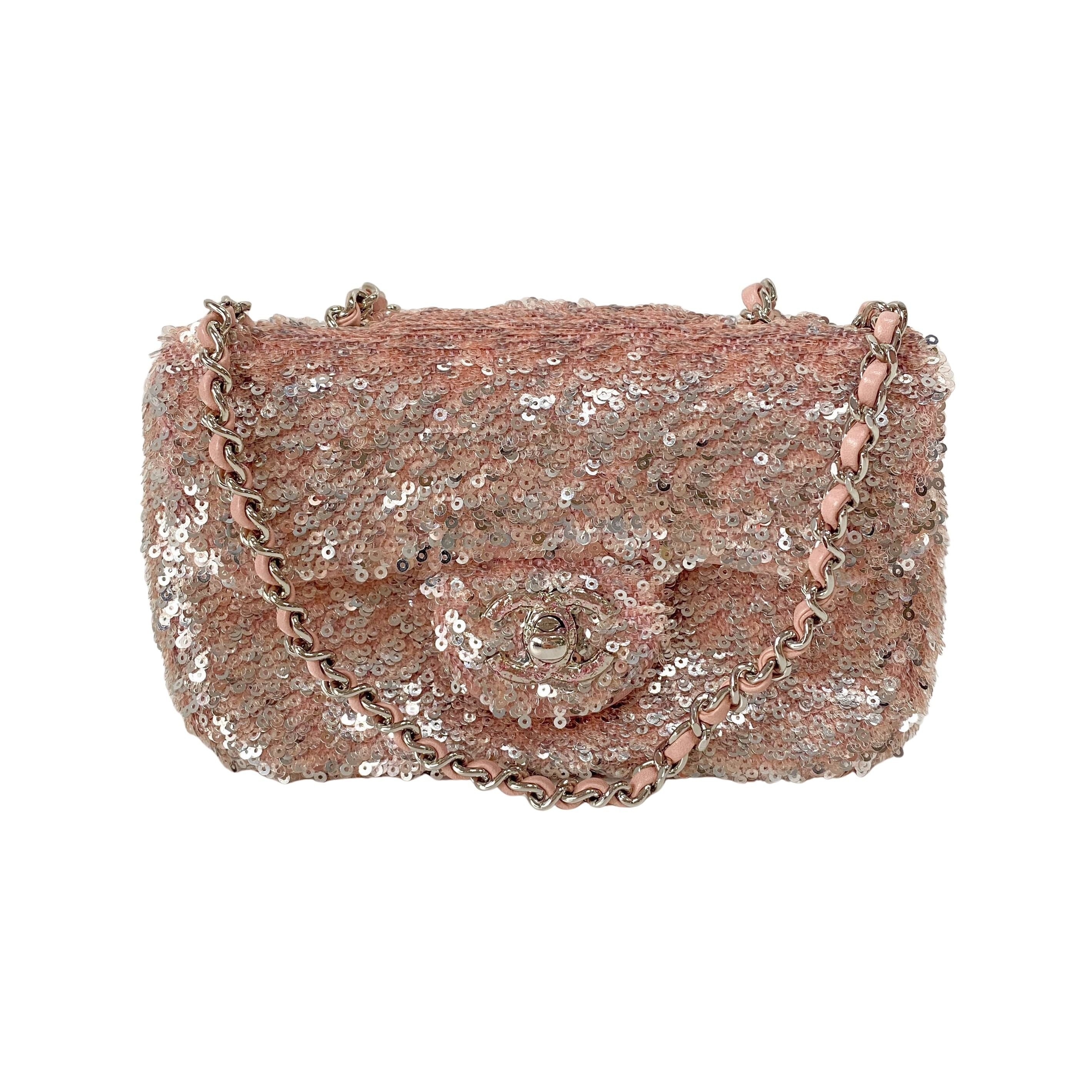 Timeless Classic Mini Pink Sequin Shoulder Bag