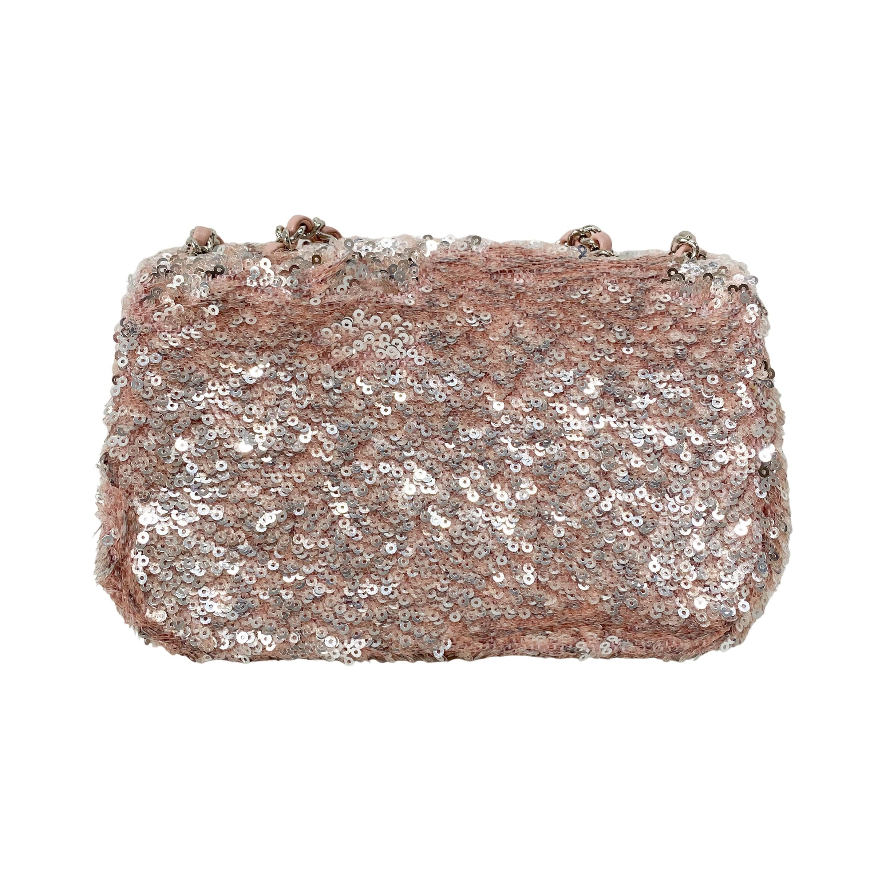 Timeless Classic Mini Pink Sequin Shoulder Bag