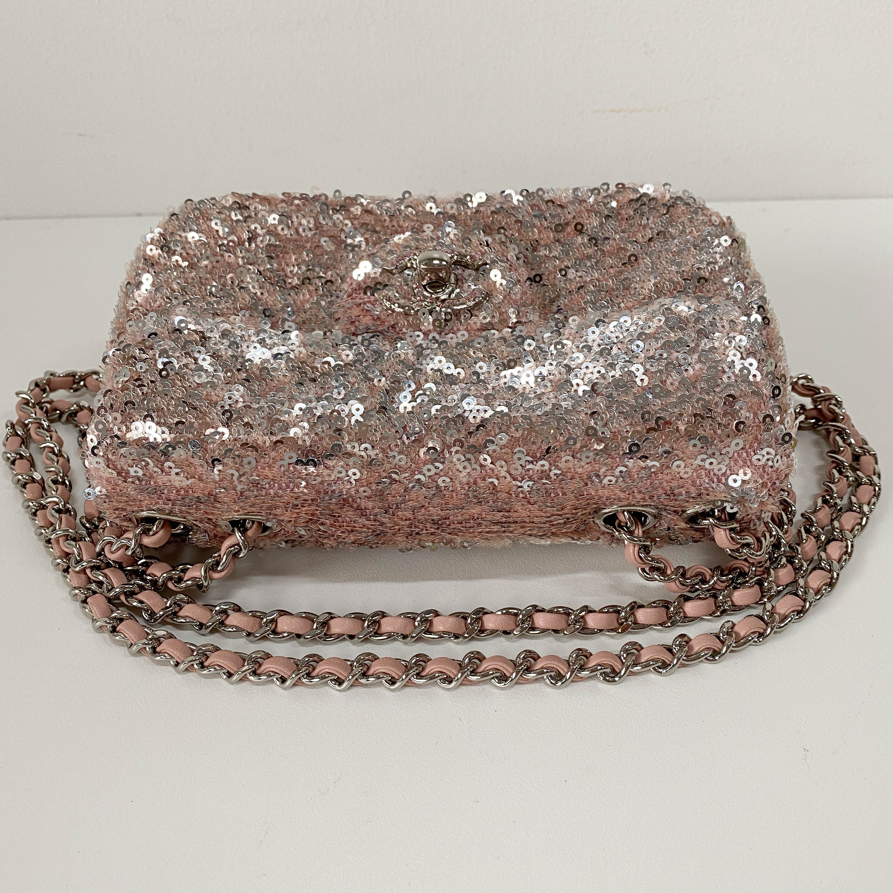 Timeless Classic Mini Pink Sequin Shoulder Bag