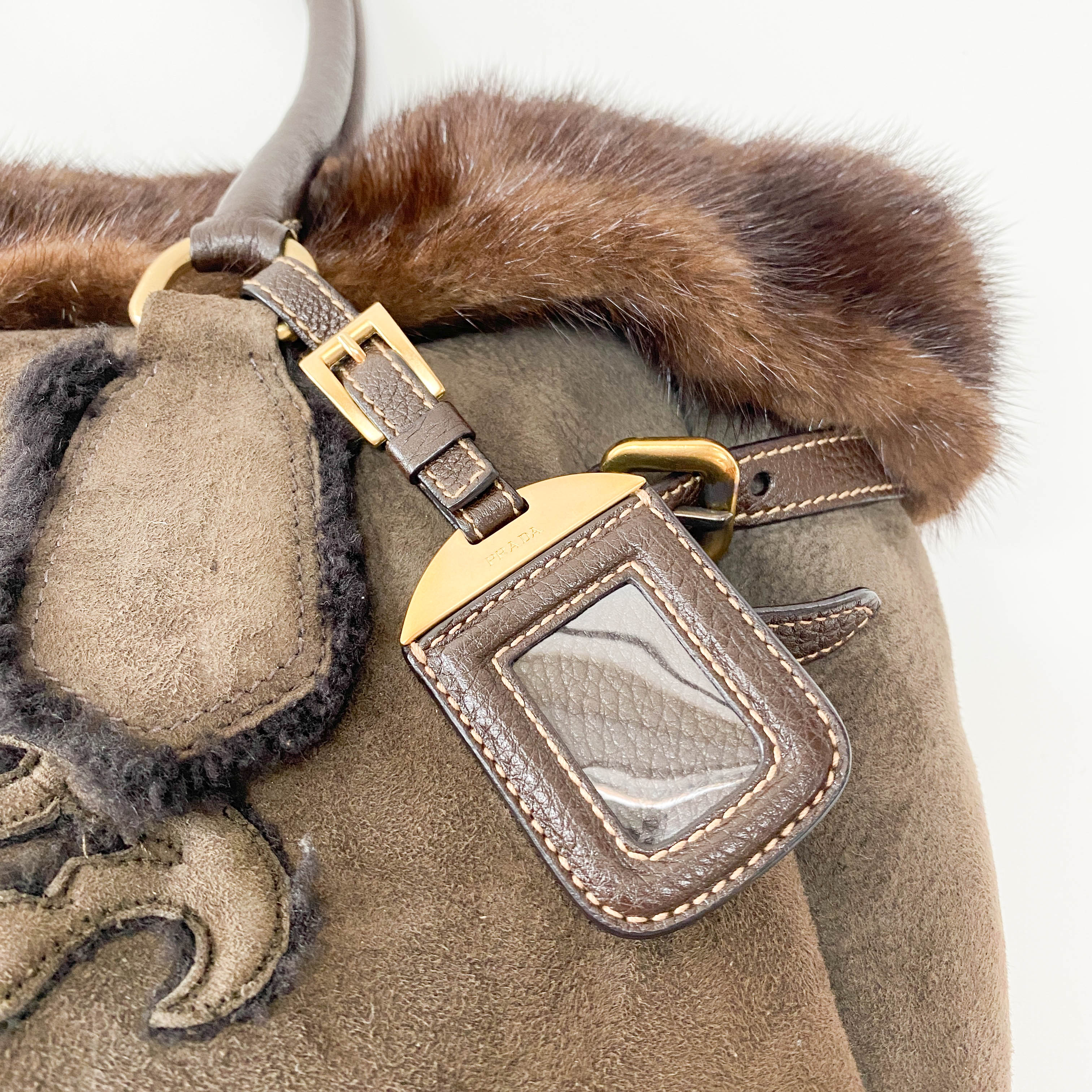 Brown Suede and Fur Shoulder Bag