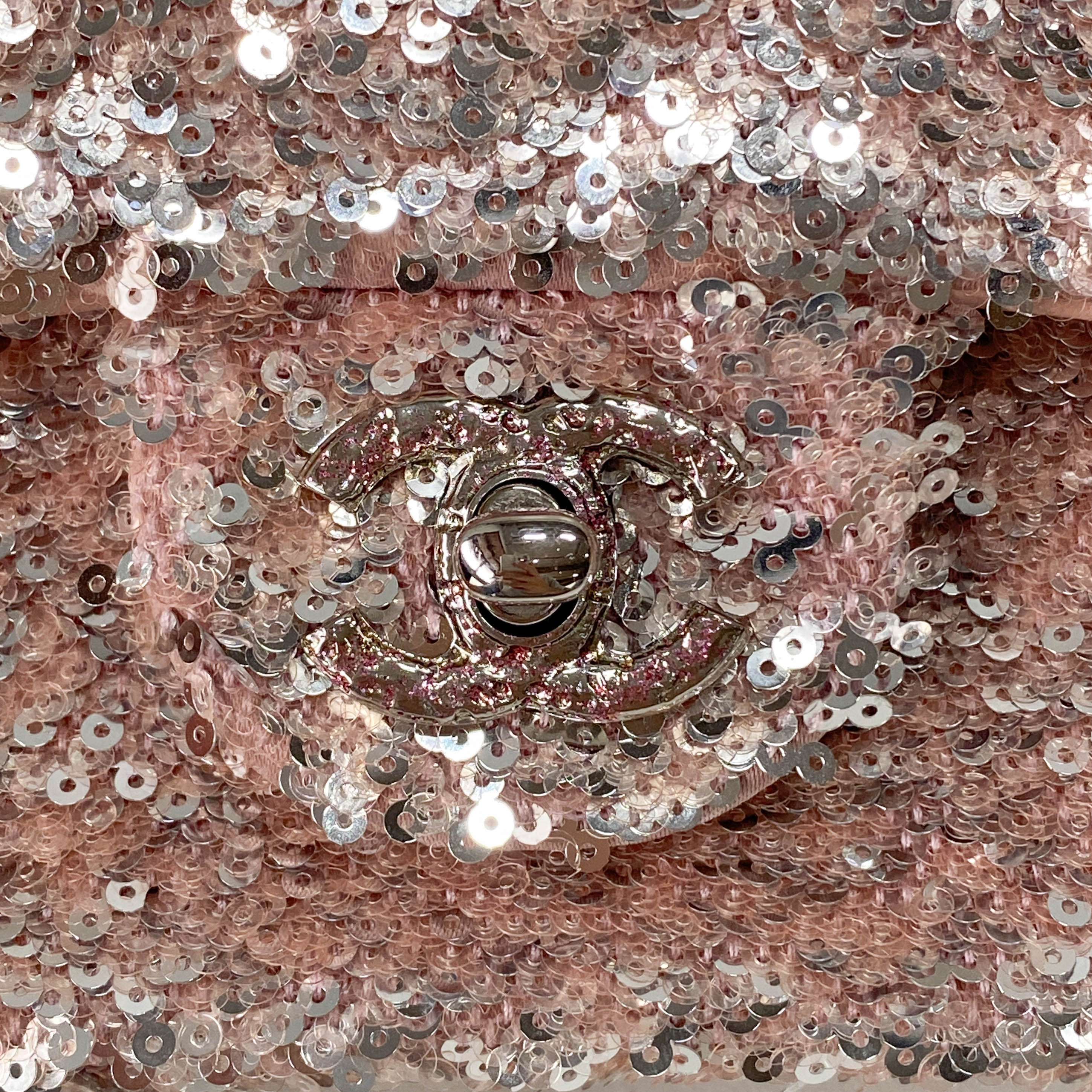 Timeless Classic Mini Pink Sequin Shoulder Bag