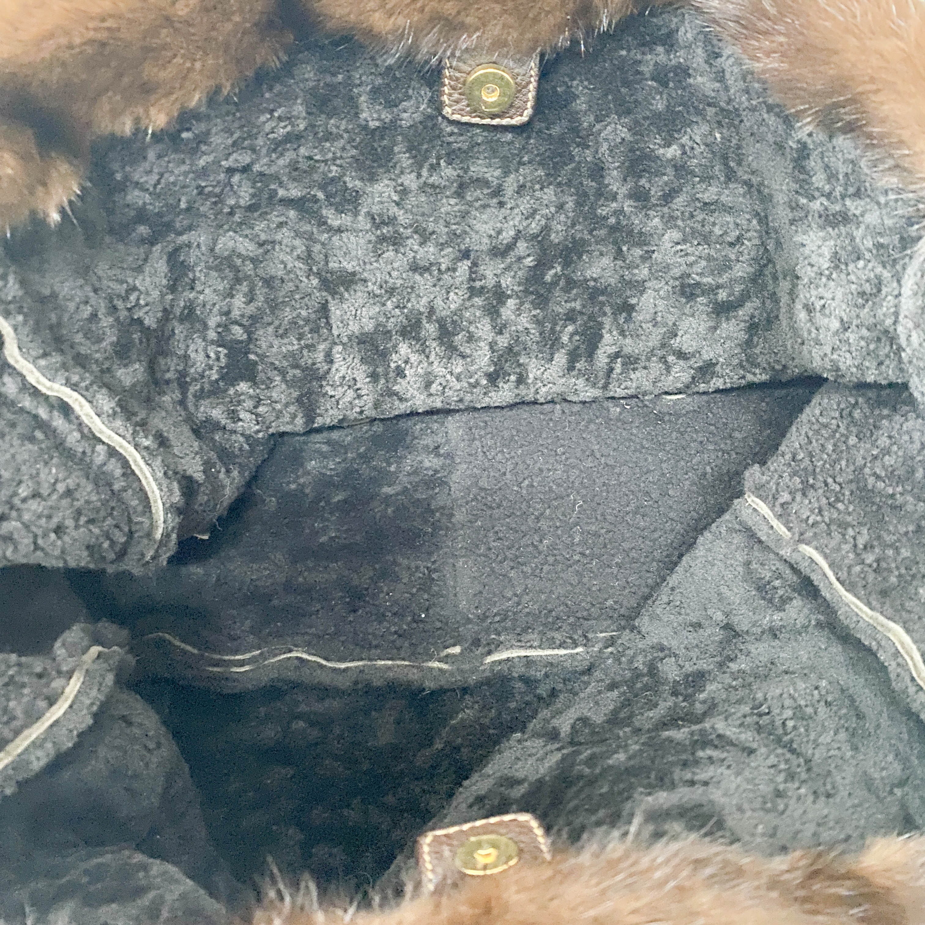 Brown Suede and Fur Shoulder Bag