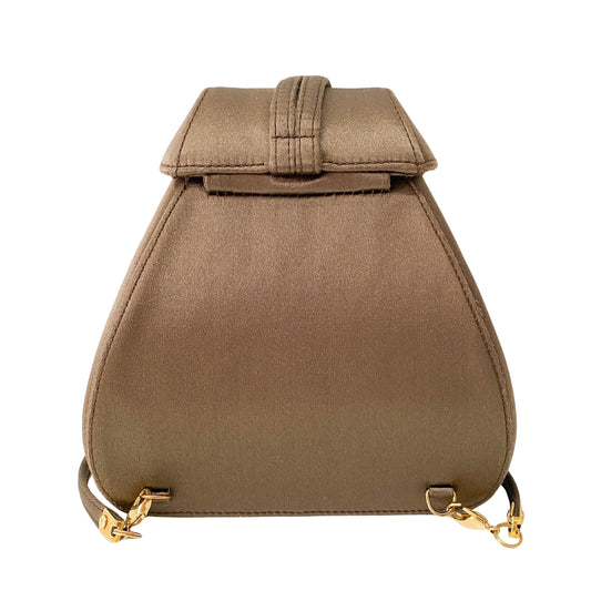 Old Gucci Brown Satin Shoulder Bag Rhinestone Horsebit Hardware