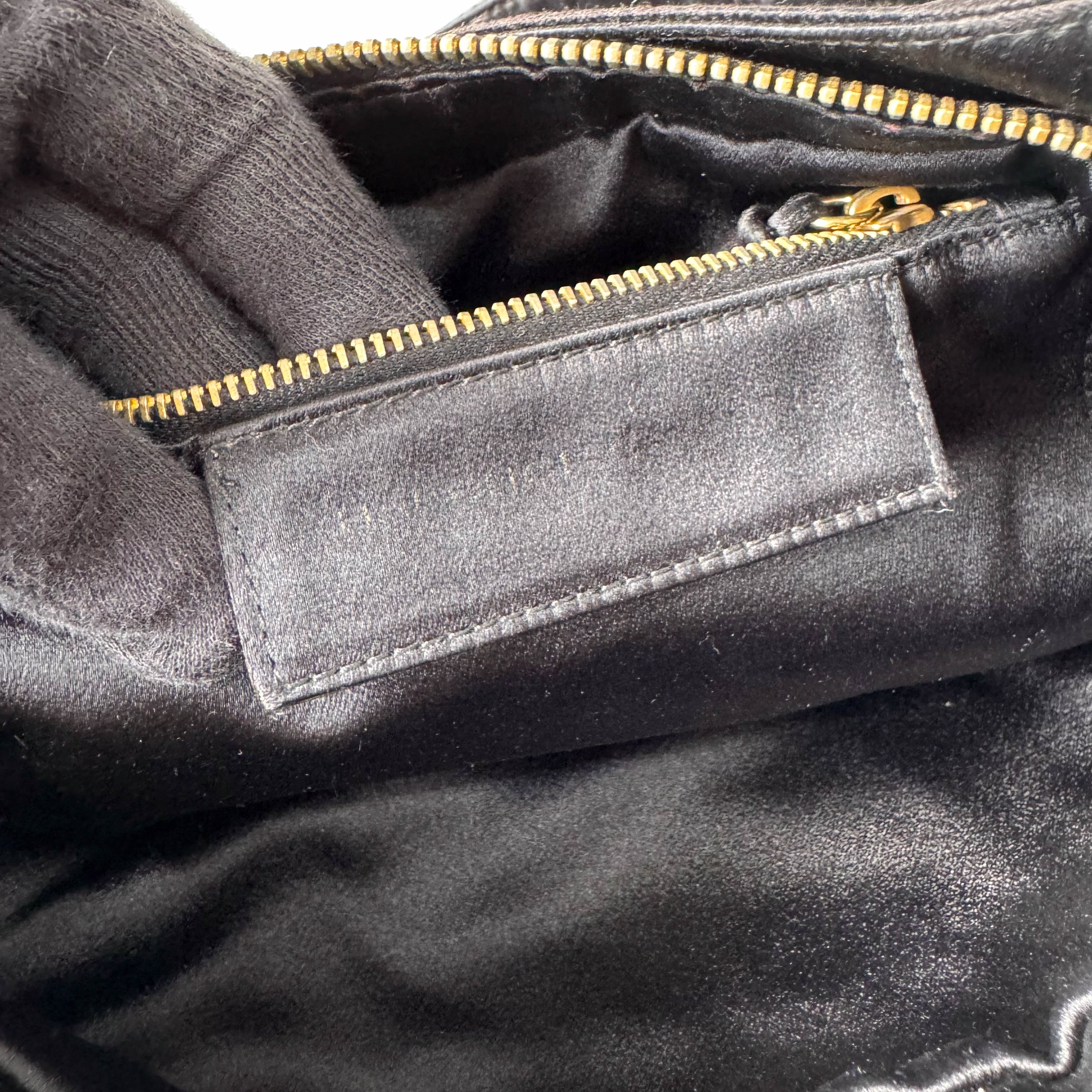 Small The First Black Satin Shoulder Bag