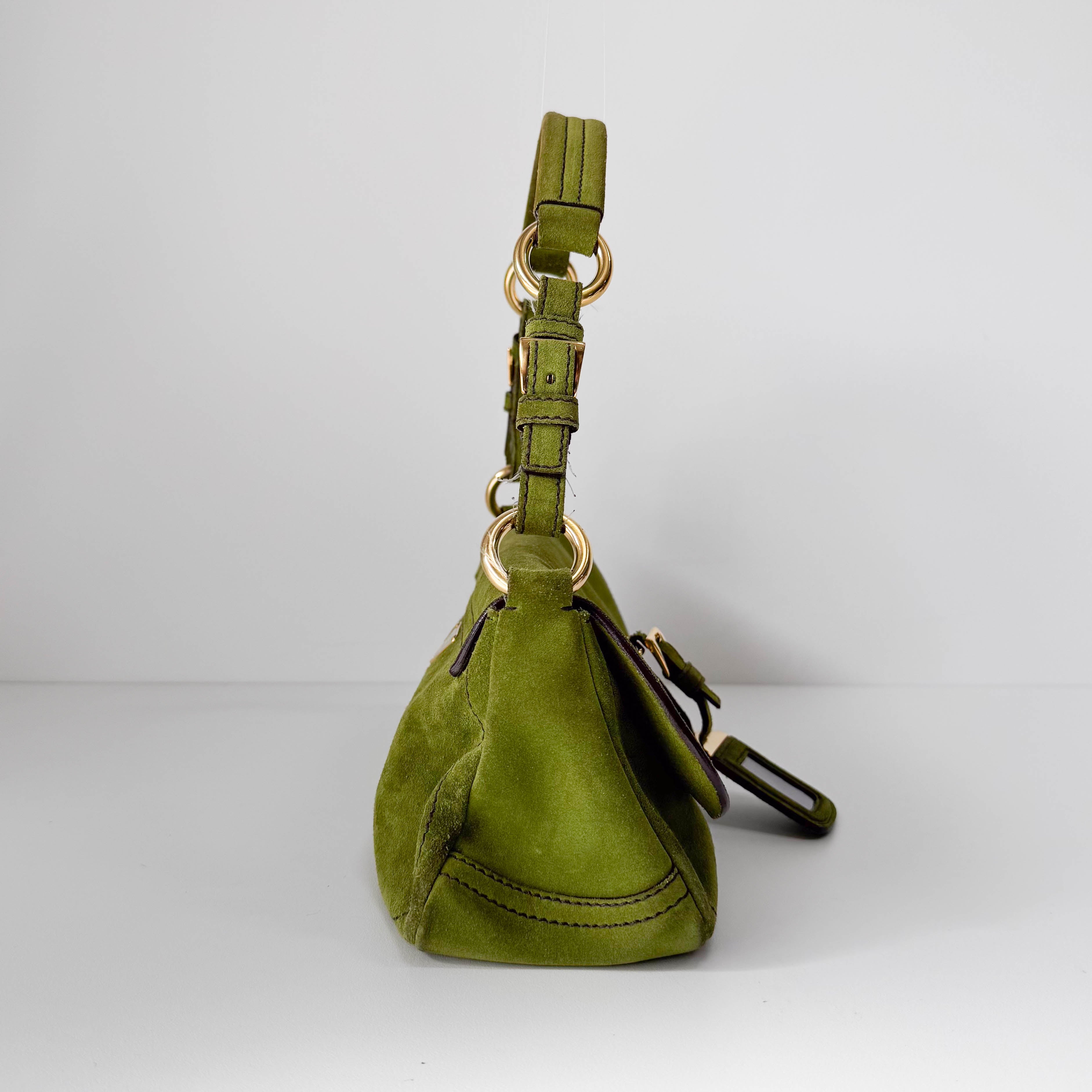 Green Suede Shoulder Bag
