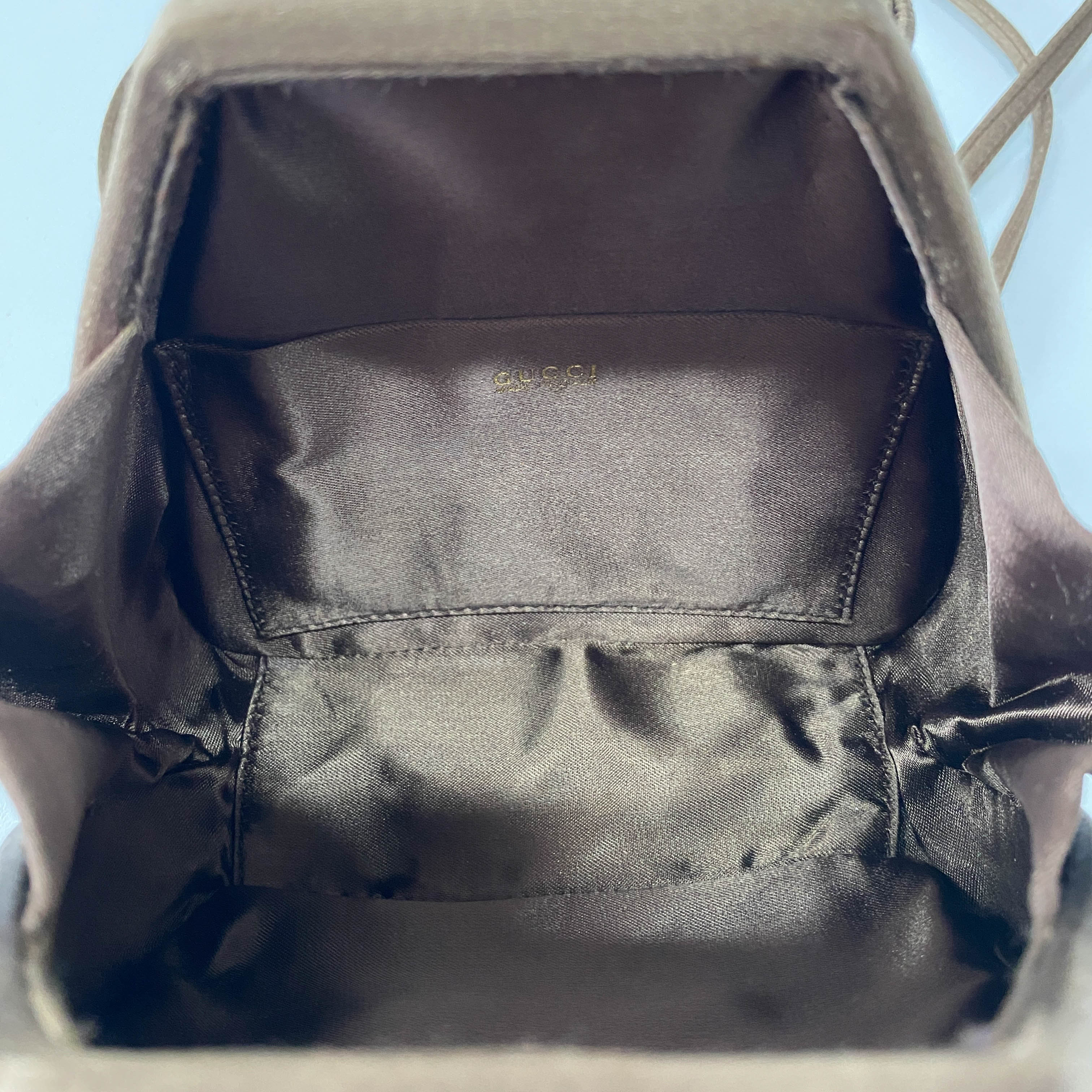 Old Gucci Brown Satin Shoulder Bag Rhinestone Horsebit Hardware