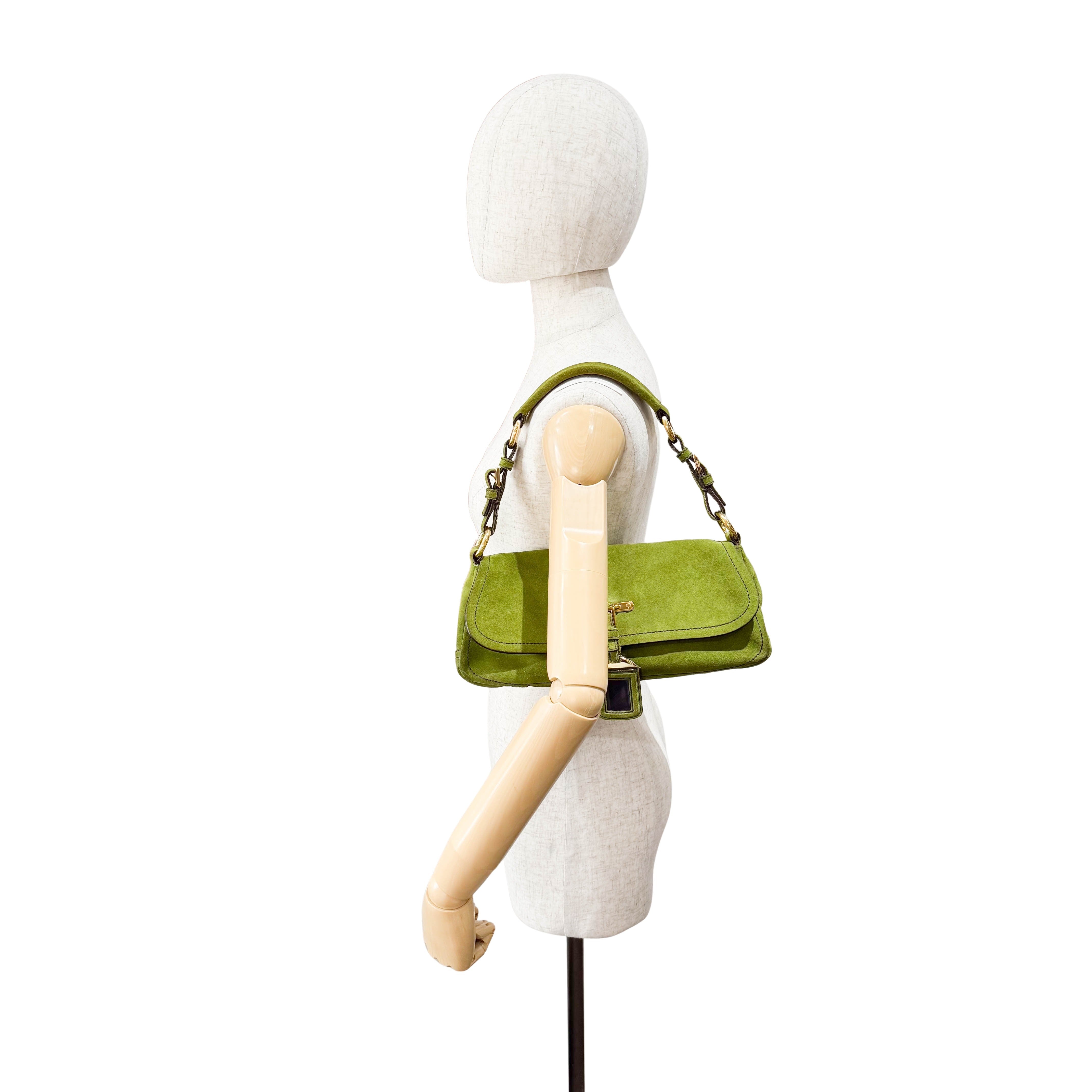 Green Suede Shoulder Bag