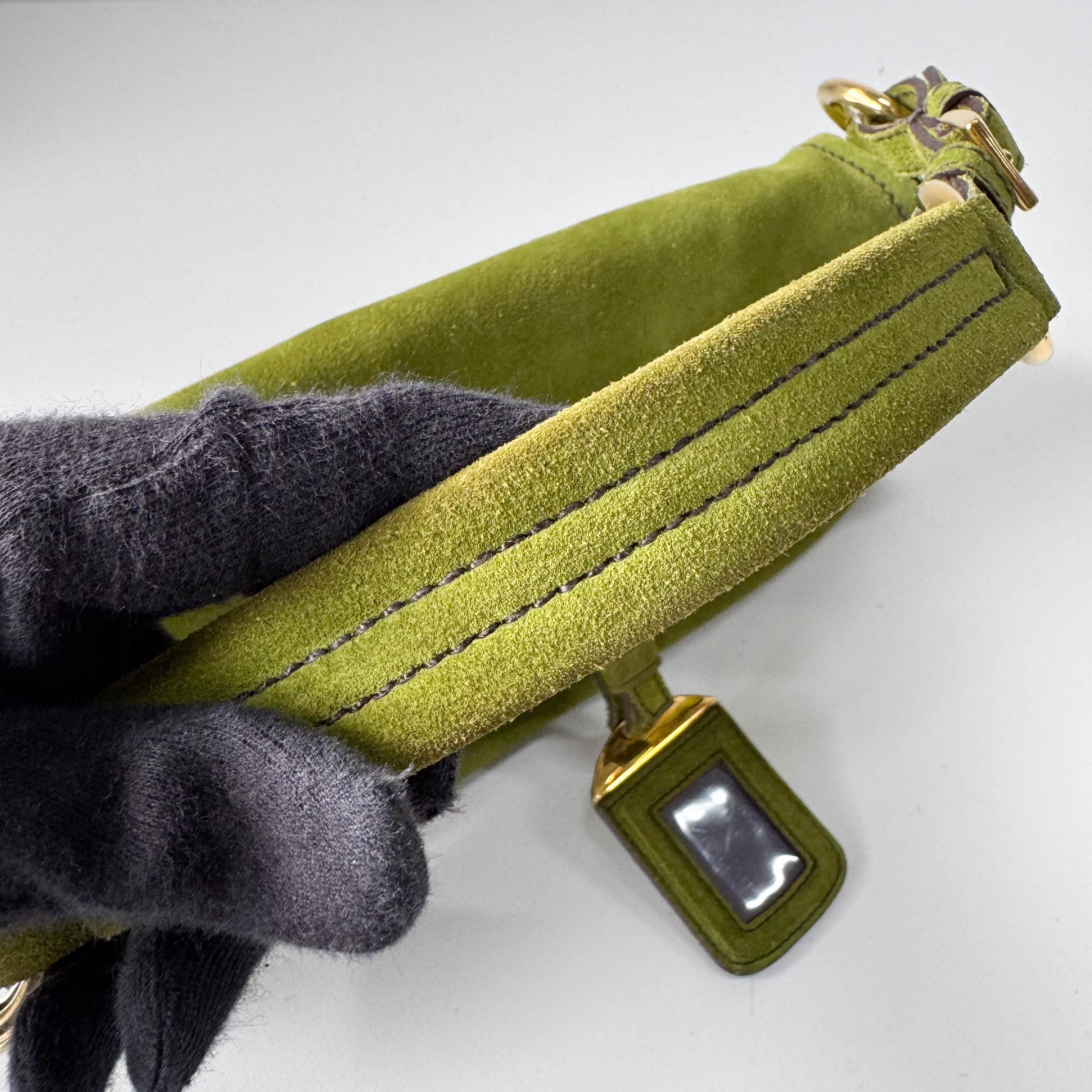 Green Suede Shoulder Bag