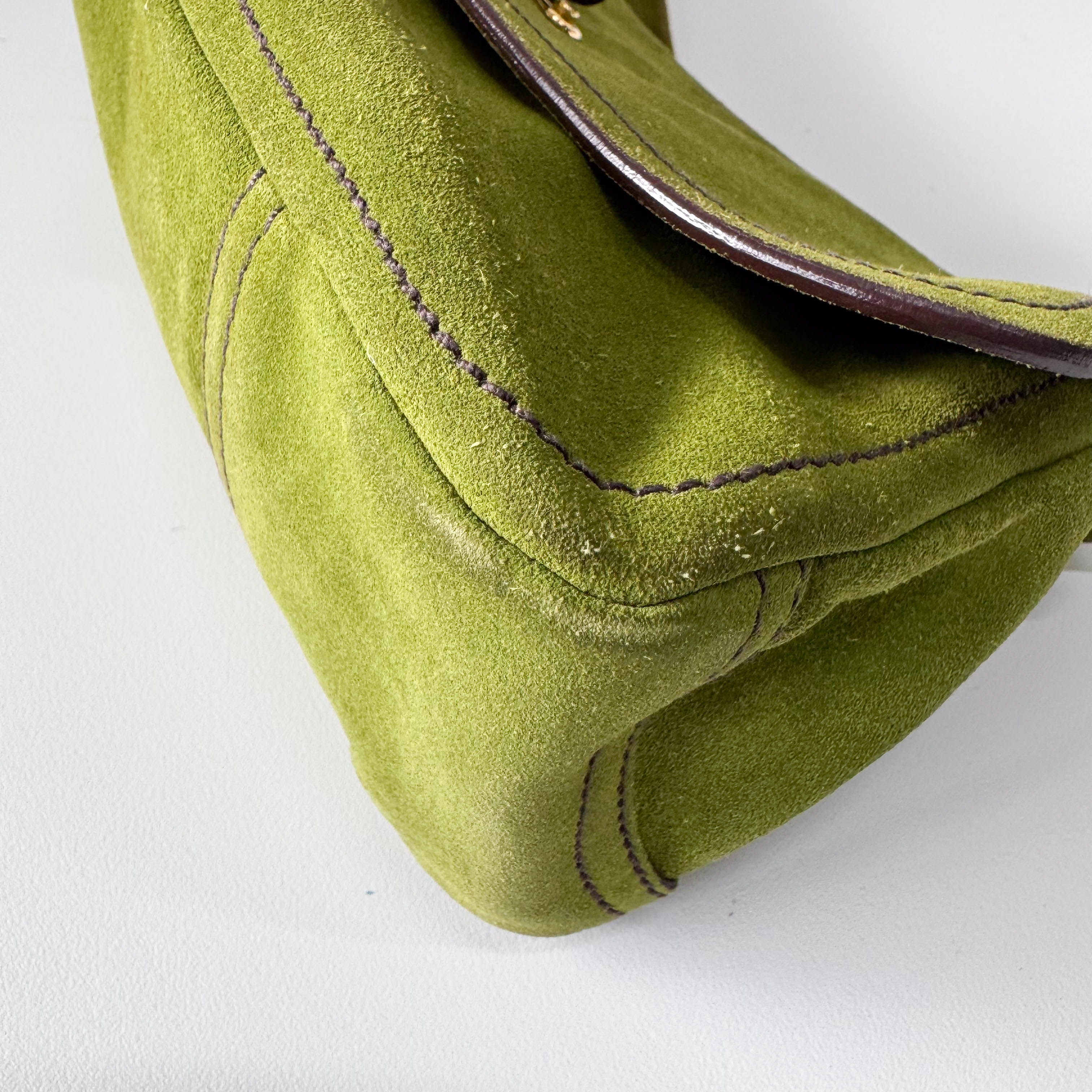 Green Suede Shoulder Bag
