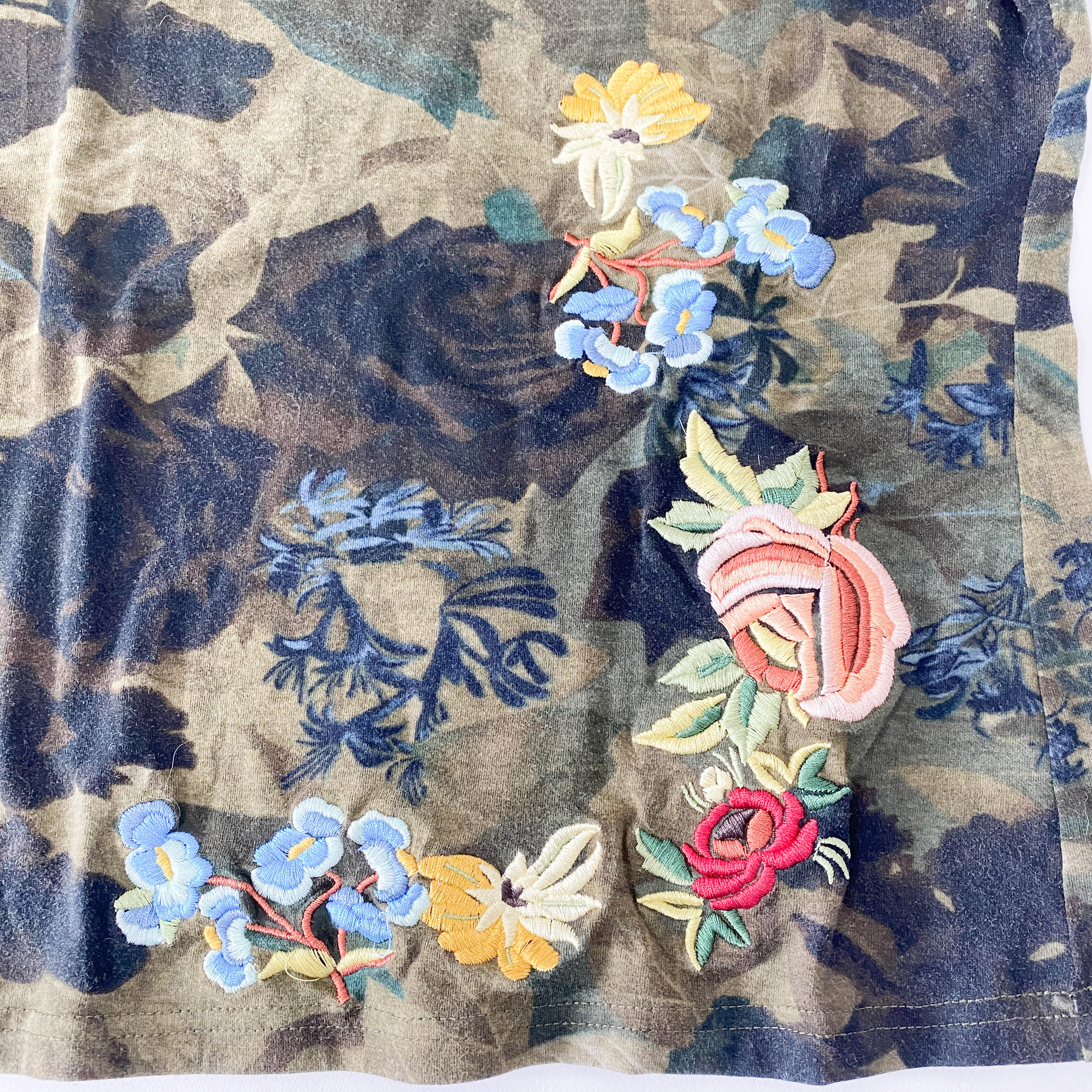 Green Size 10 Floral Embroidered T-Shirt