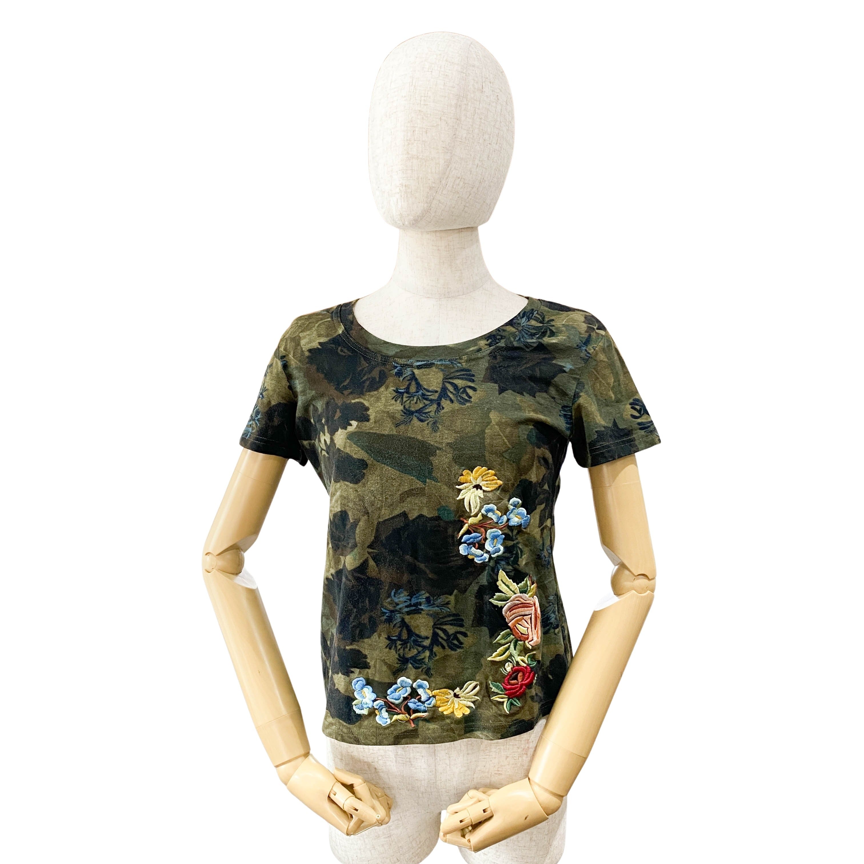 Green Size 10 Floral Embroidered T-Shirt