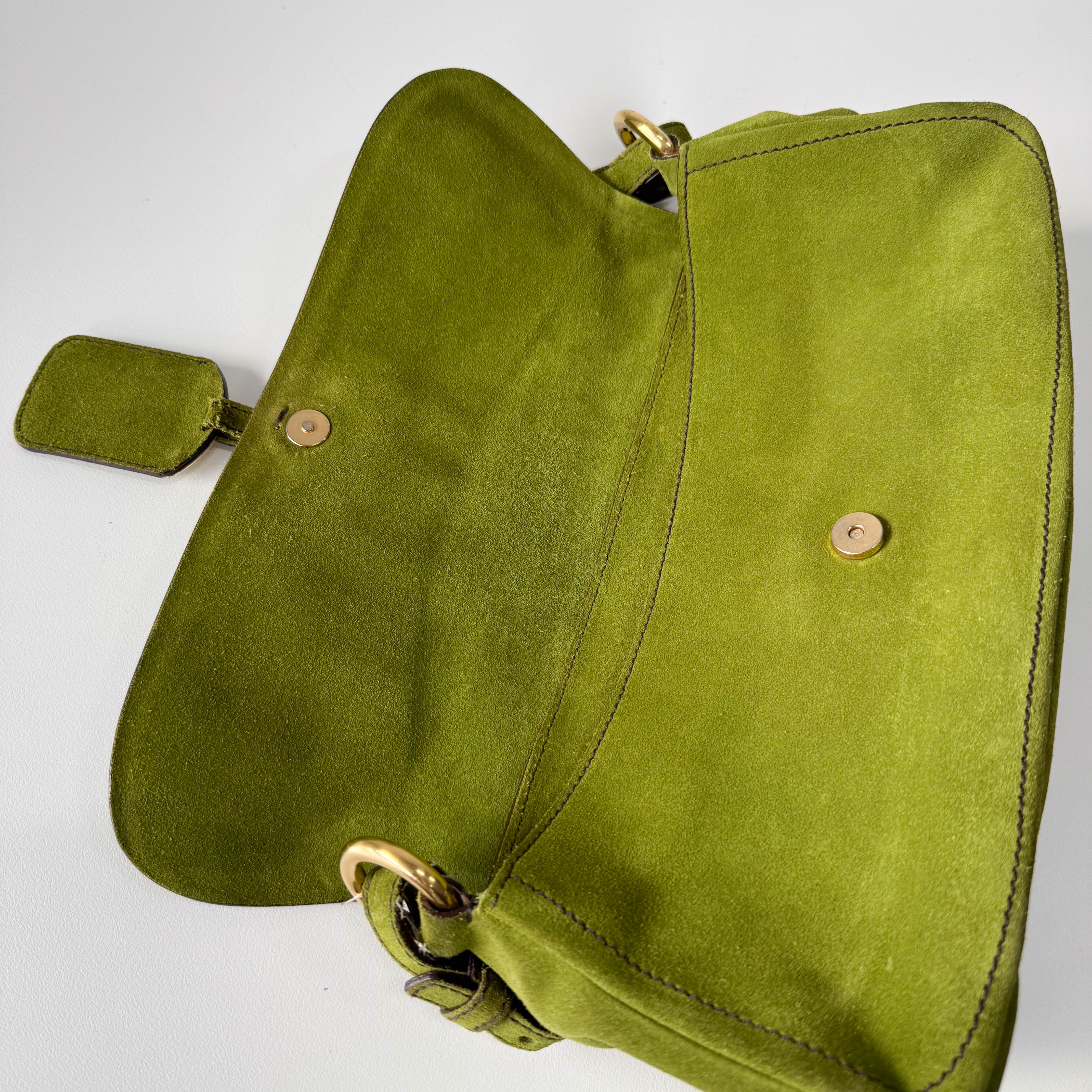 Green Suede Shoulder Bag