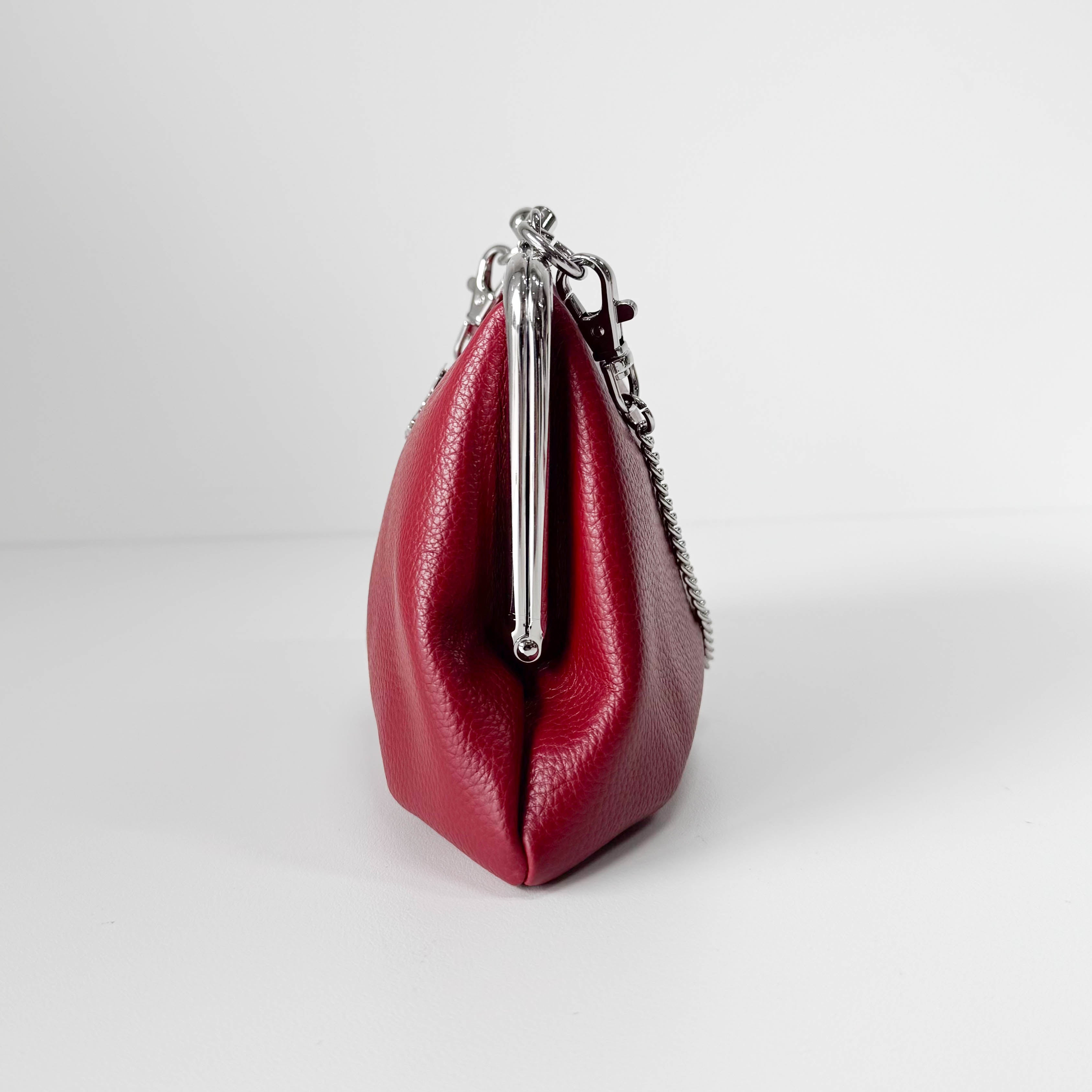 Granny Frame Small Red Leather Hand/Shoulder Bag