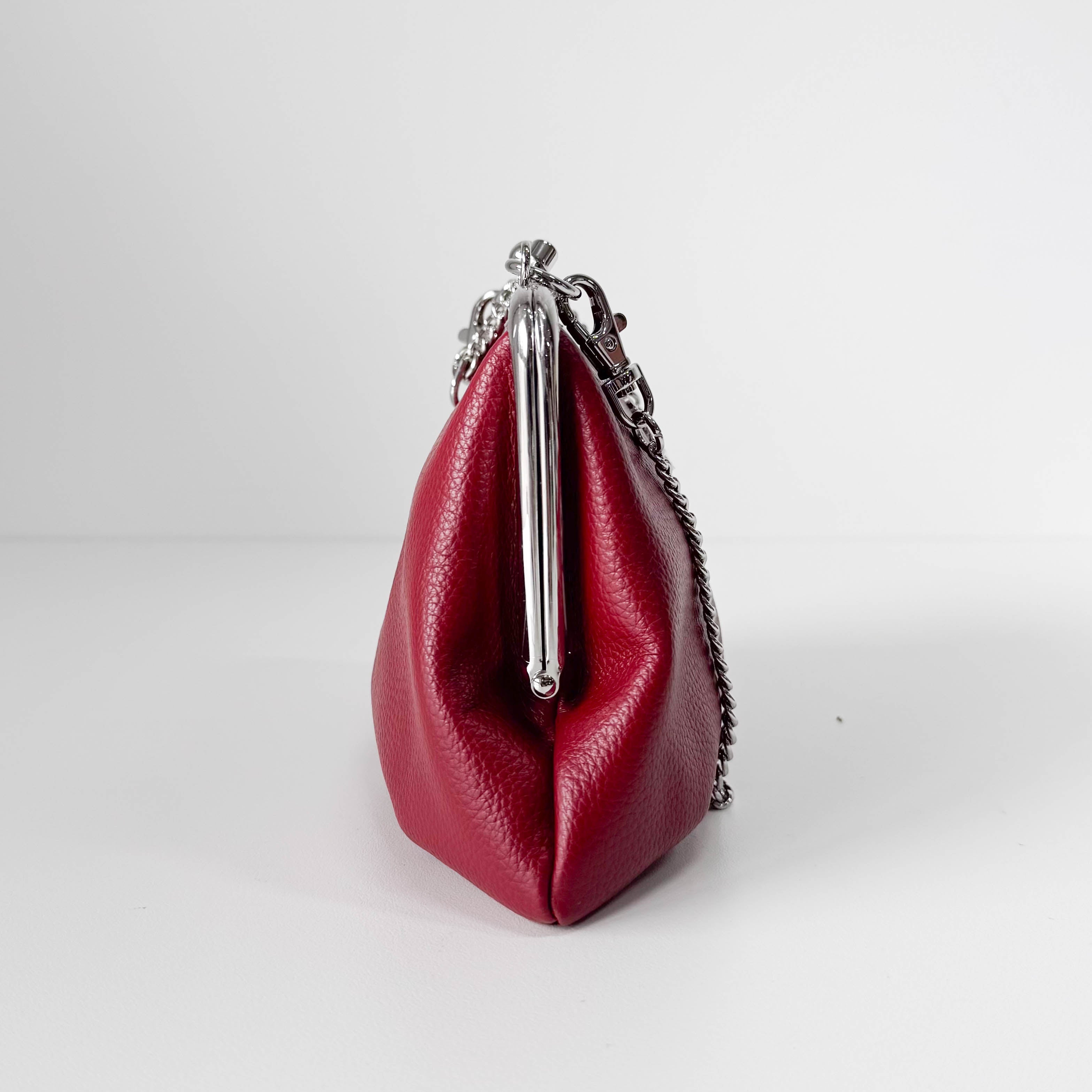 Granny Frame Small Red Leather Hand/Shoulder Bag