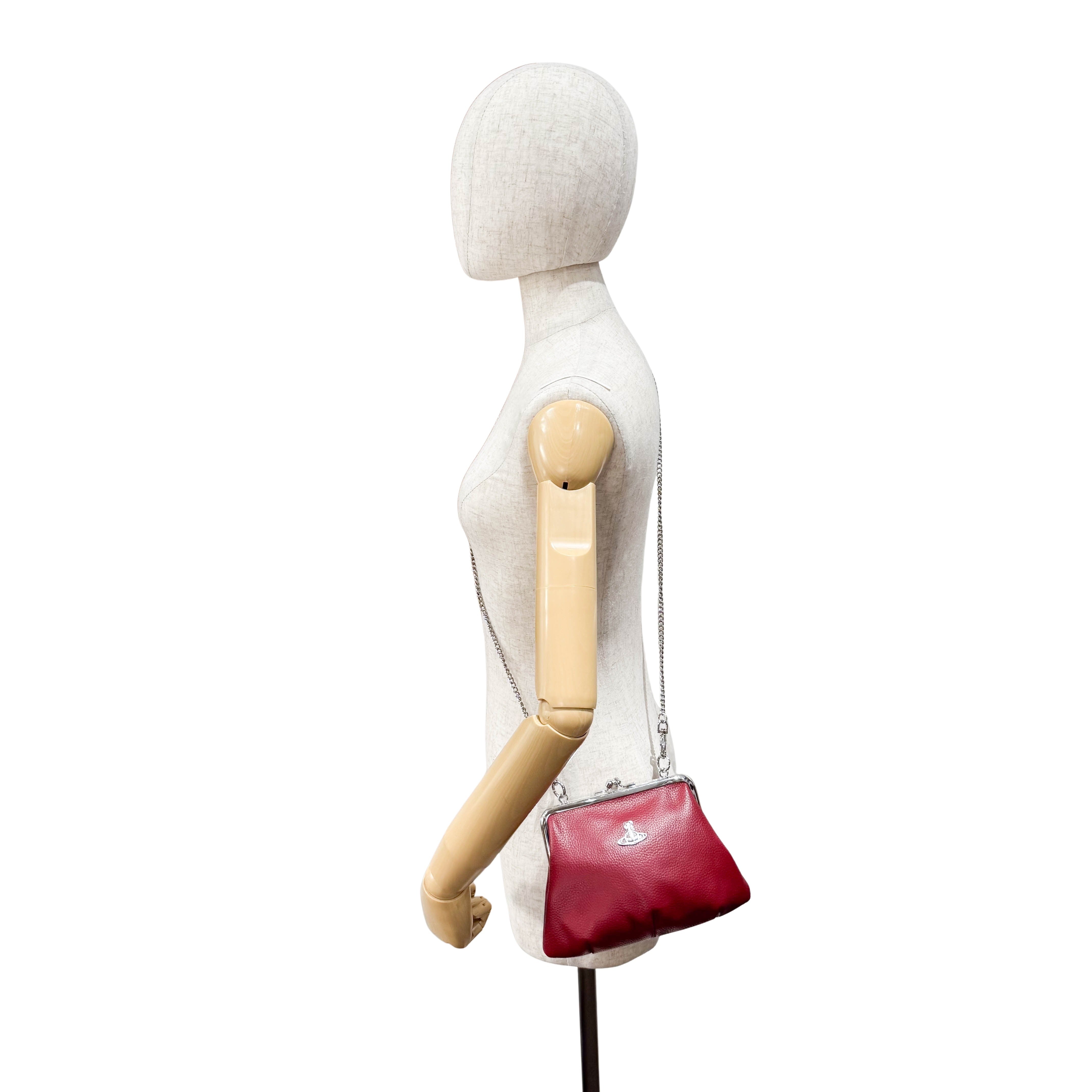 Granny Frame Small Red Leather Hand/Shoulder Bag