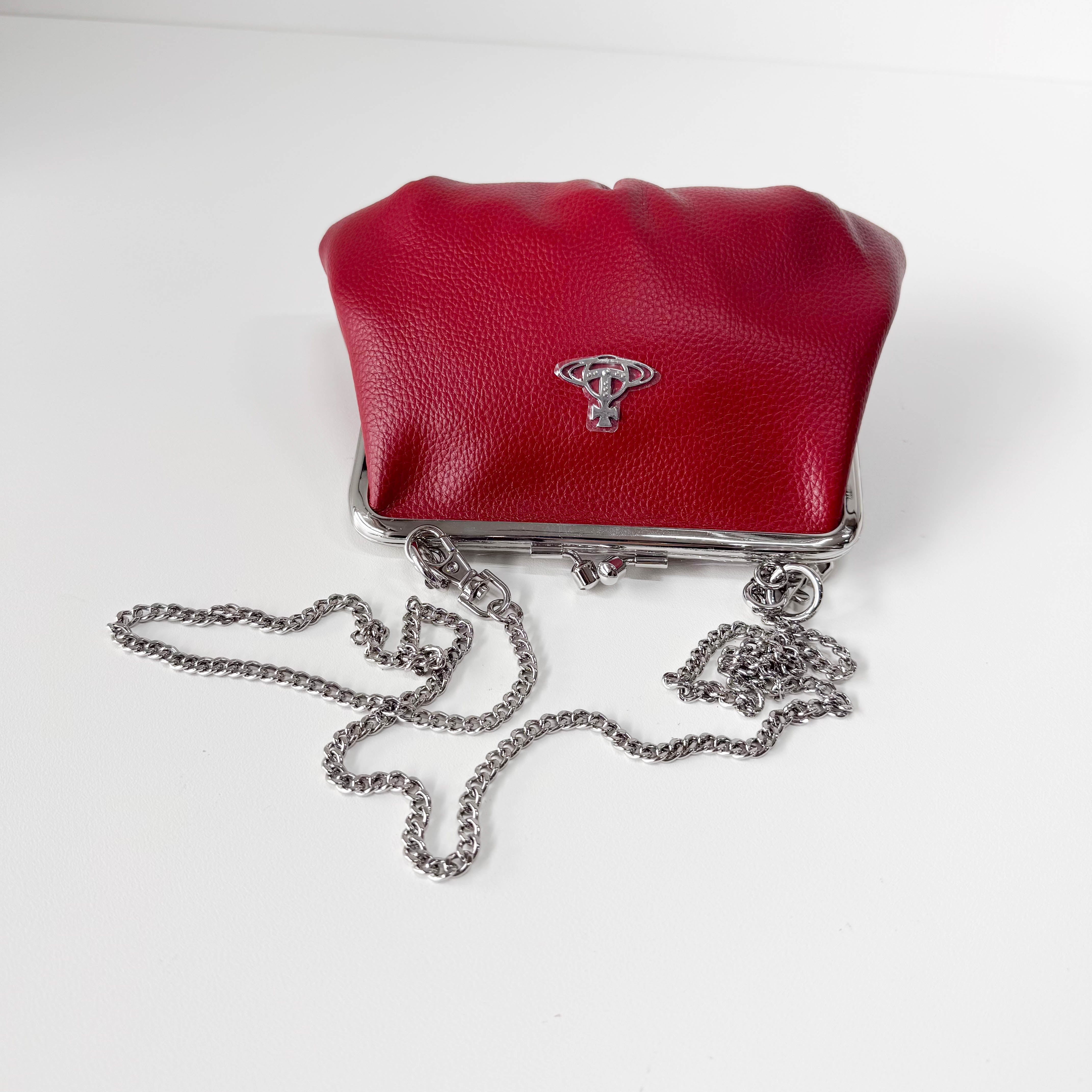 Granny Frame Small Red Leather Hand/Shoulder Bag
