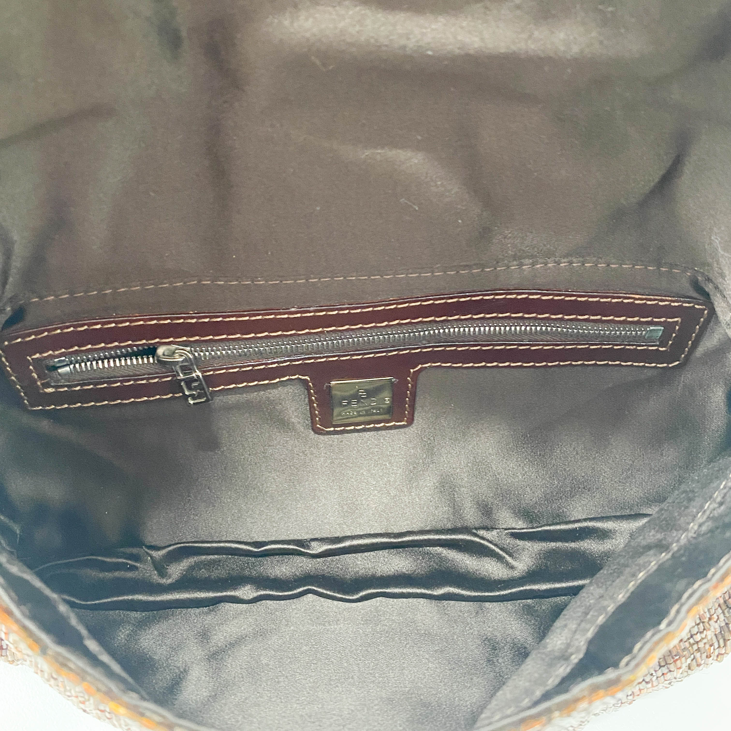 Baguette Brown Beaded Shoulder Bag