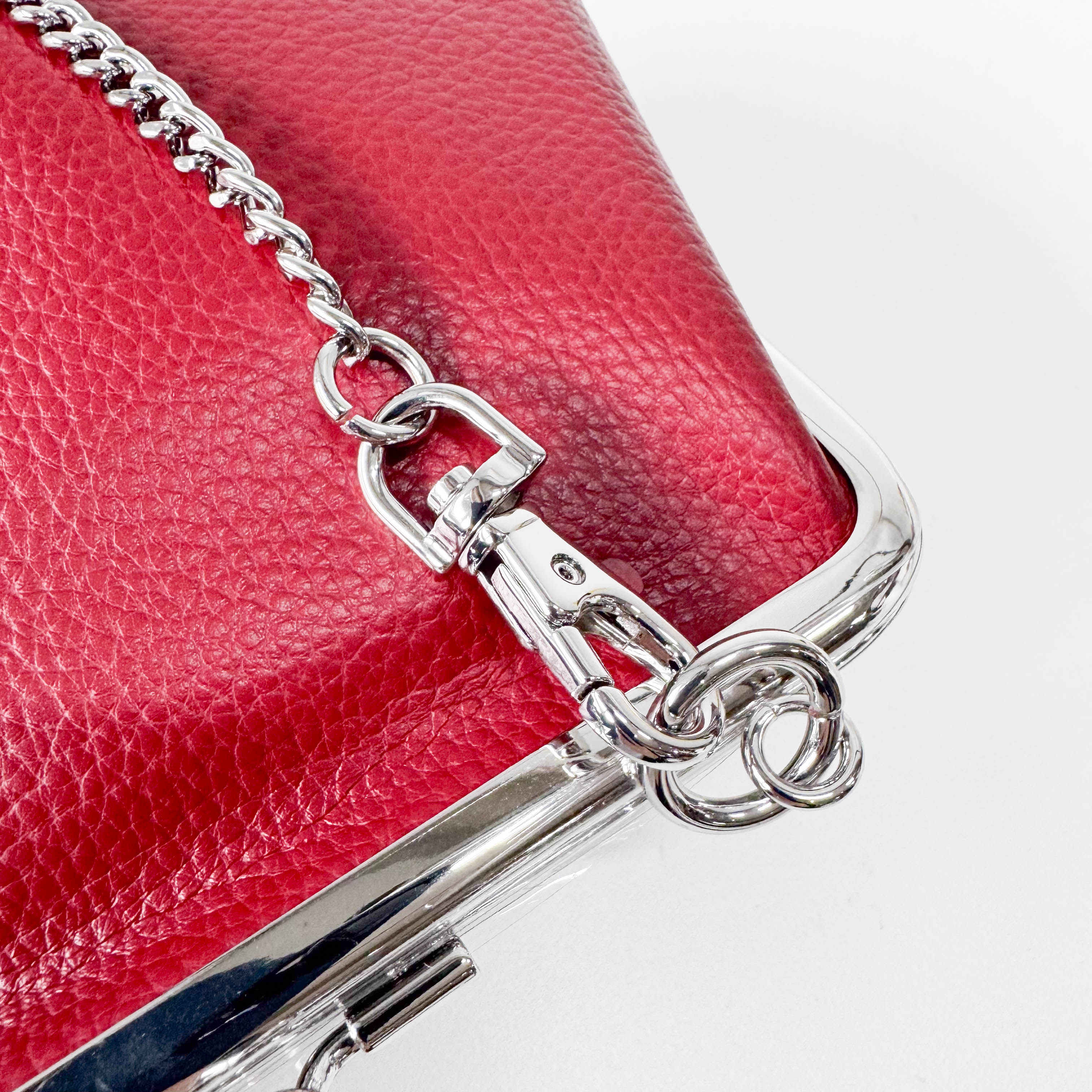 Granny Frame Small Red Leather Hand/Shoulder Bag