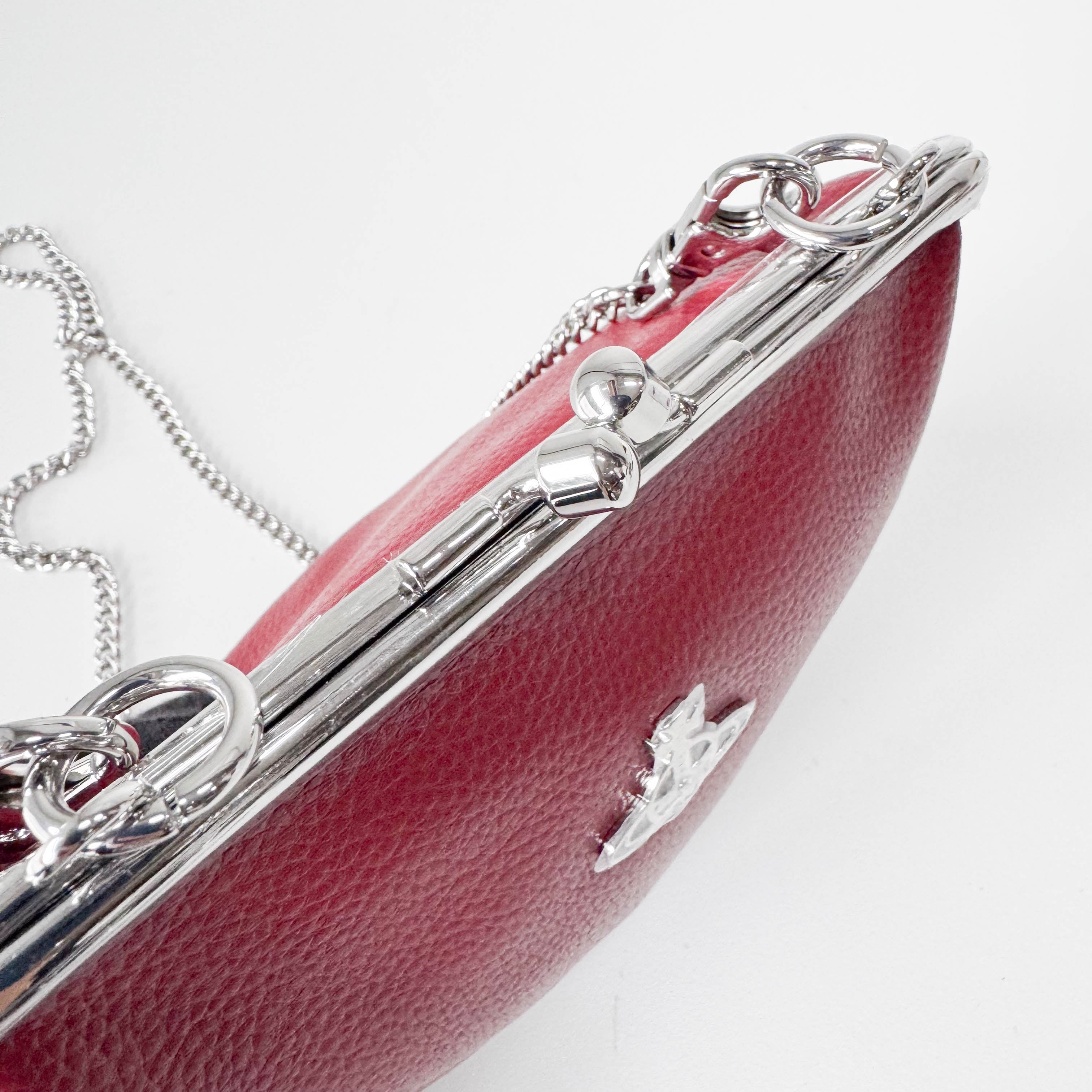 Granny Frame Small Red Leather Hand/Shoulder Bag