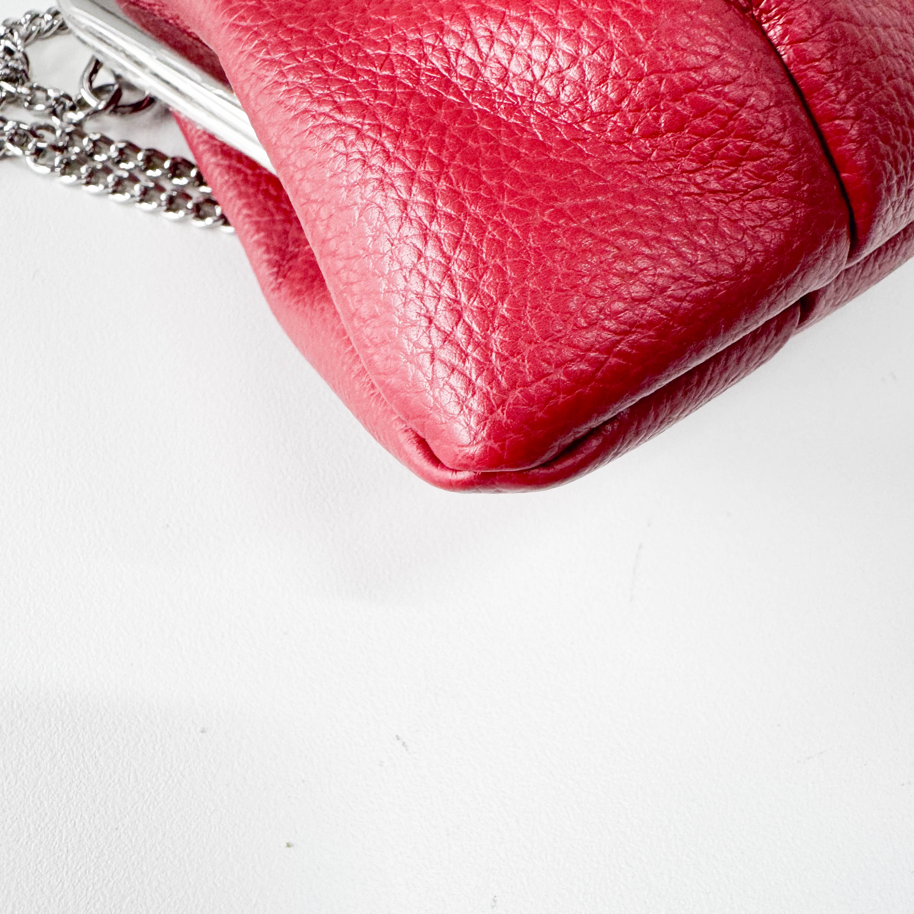 Granny Frame Small Red Leather Hand/Shoulder Bag