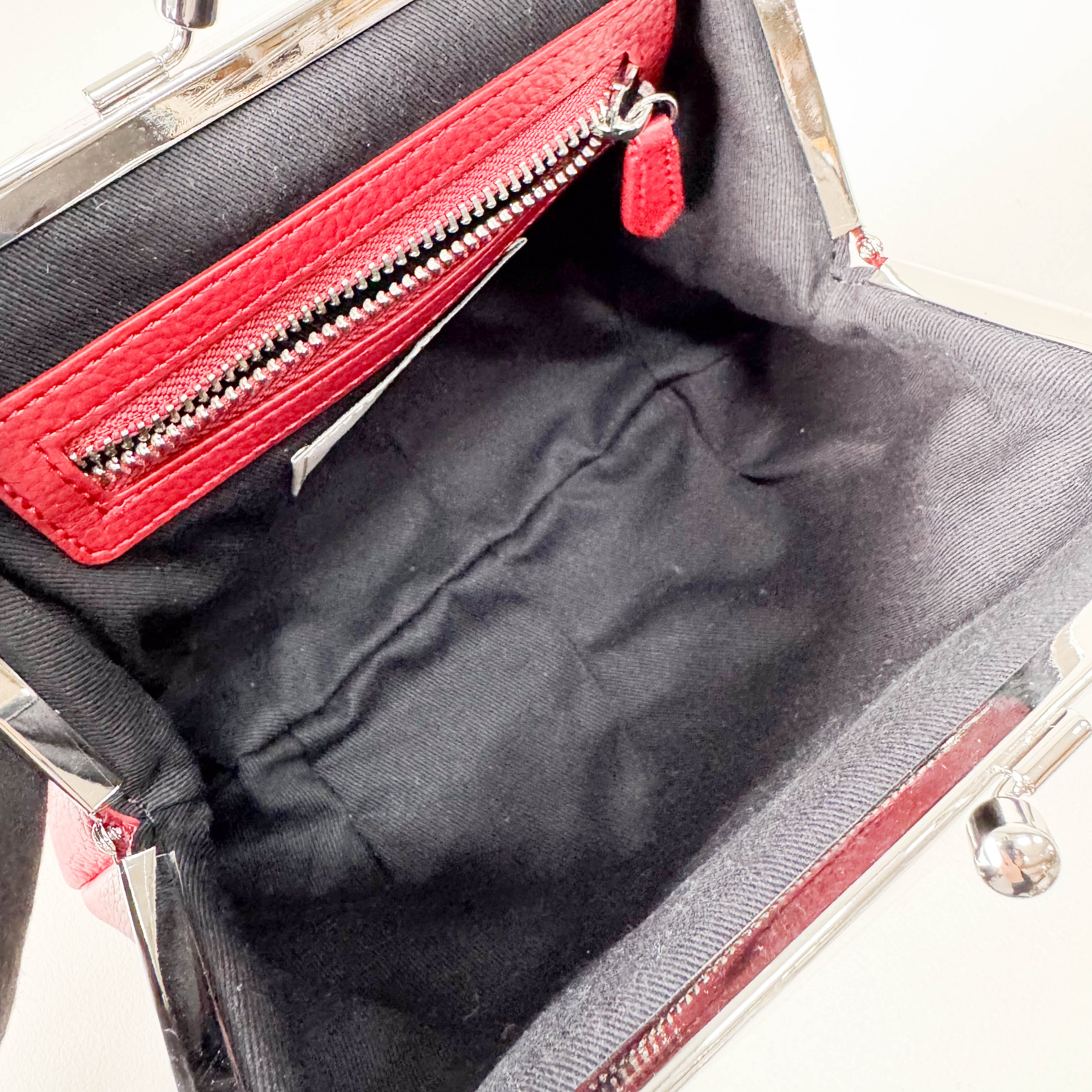 Granny Frame Small Red Leather Hand/Shoulder Bag