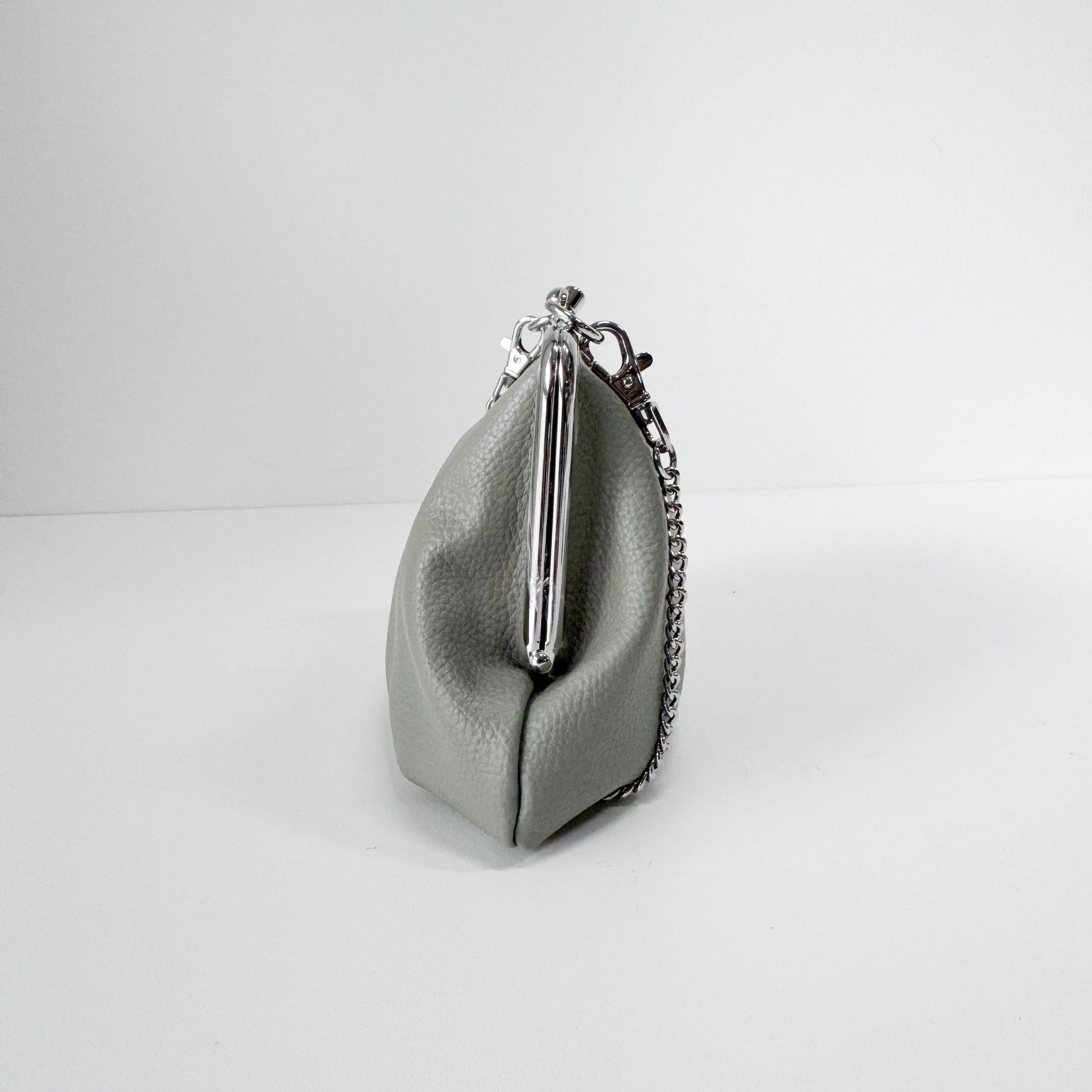 Granny Frame Small Grey Leather Hand/Shoulder Bag