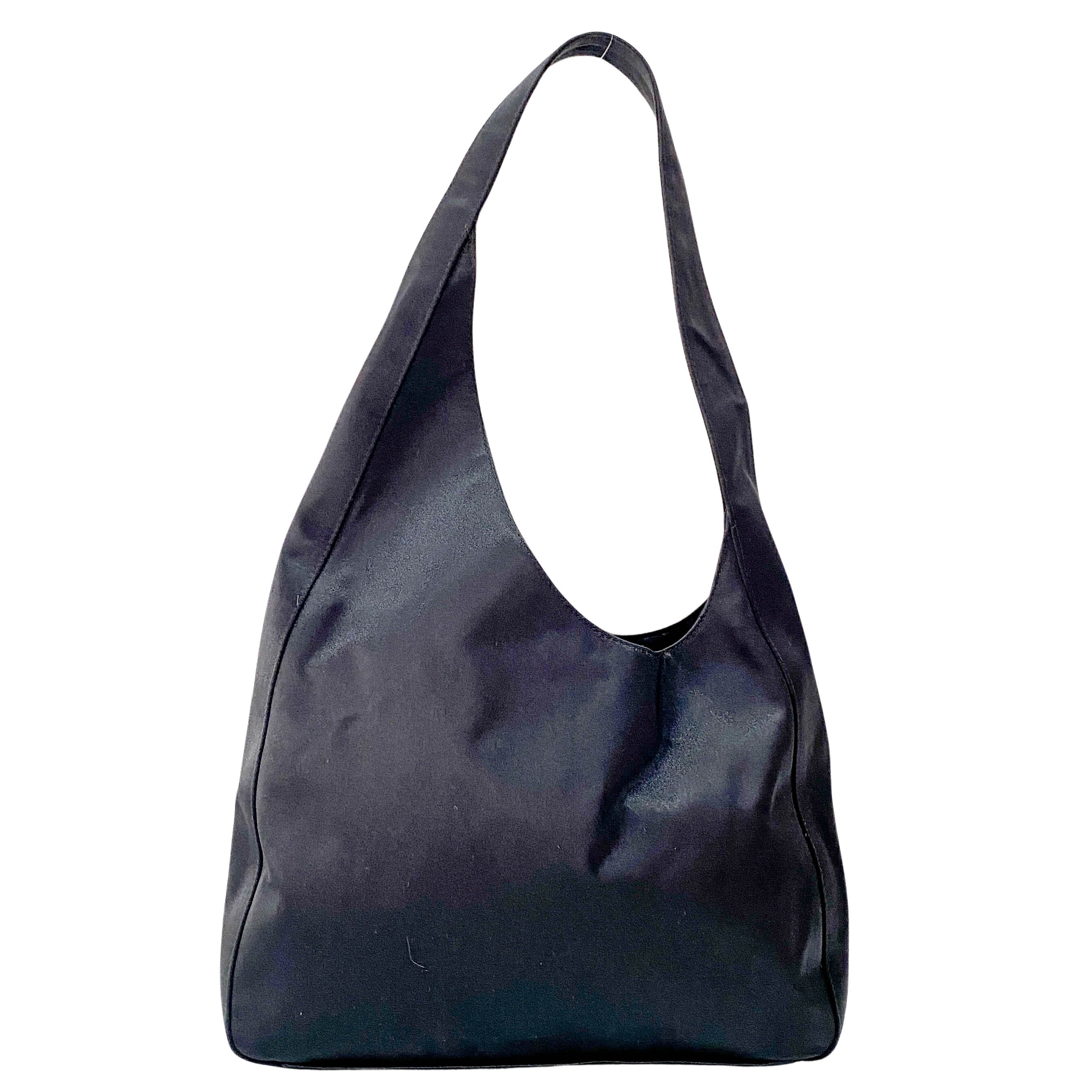 Black Satin Hobo Shoulder Bag