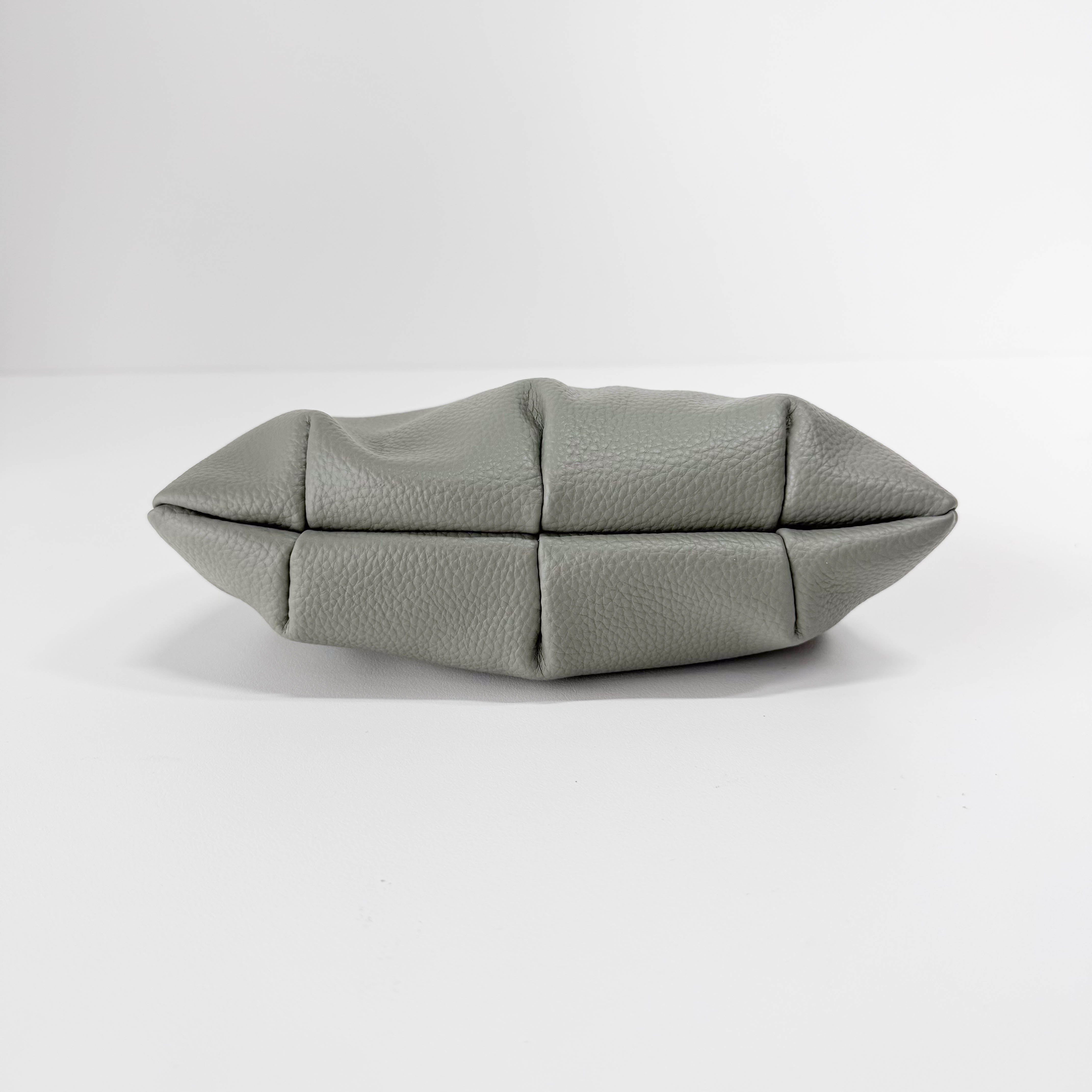 Granny Frame Small Grey Leather Hand/Shoulder Bag