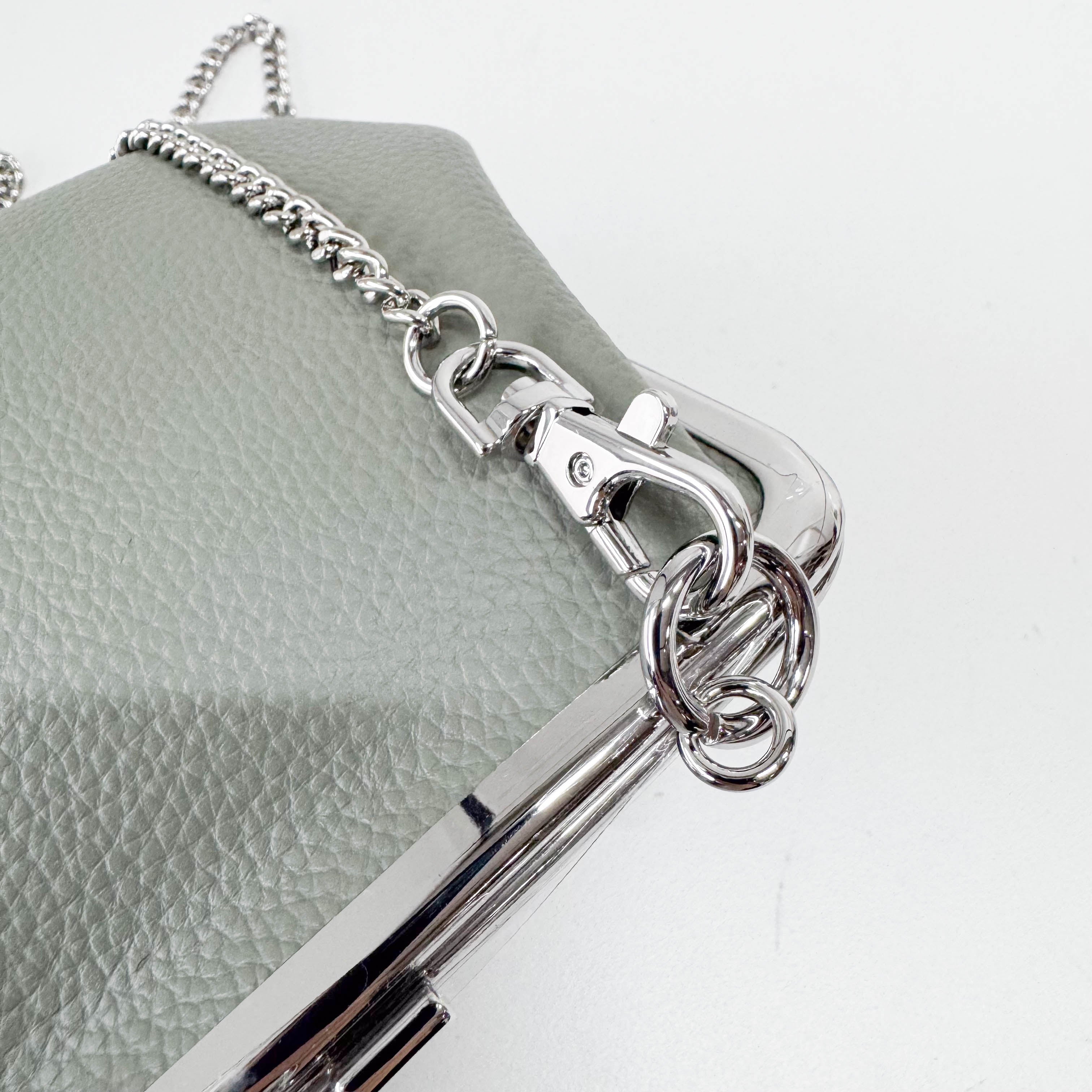 Granny Frame Small Grey Leather Hand/Shoulder Bag